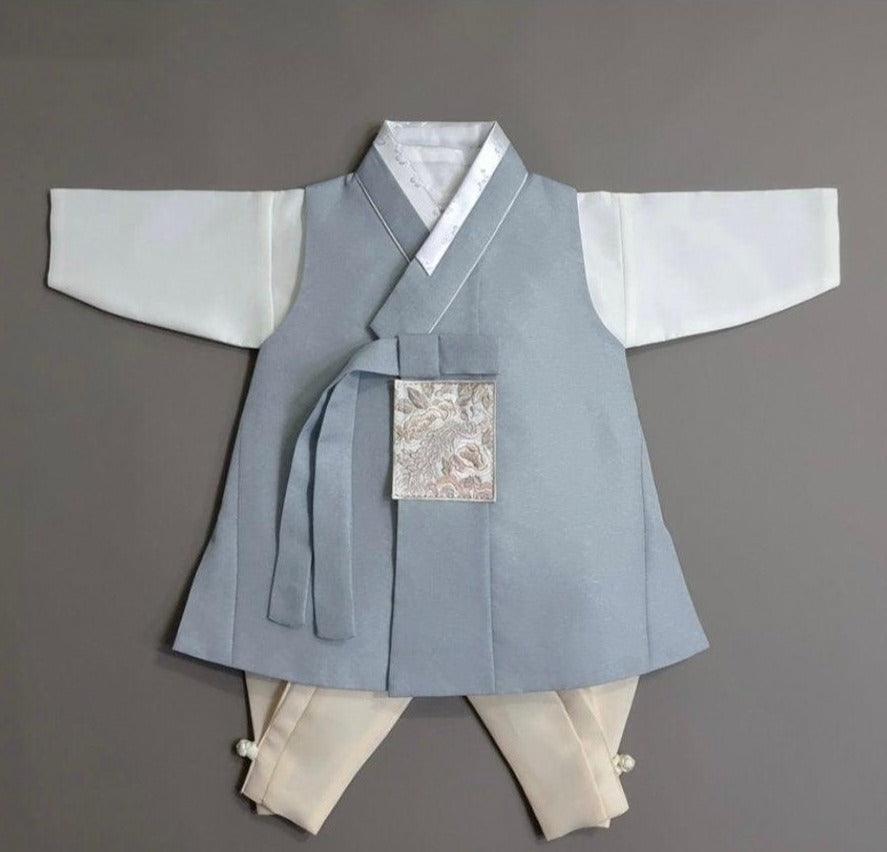 Jeongwoo D.Sky Solid Beige Boy Hanbok (100D-15YR) - Native Korean