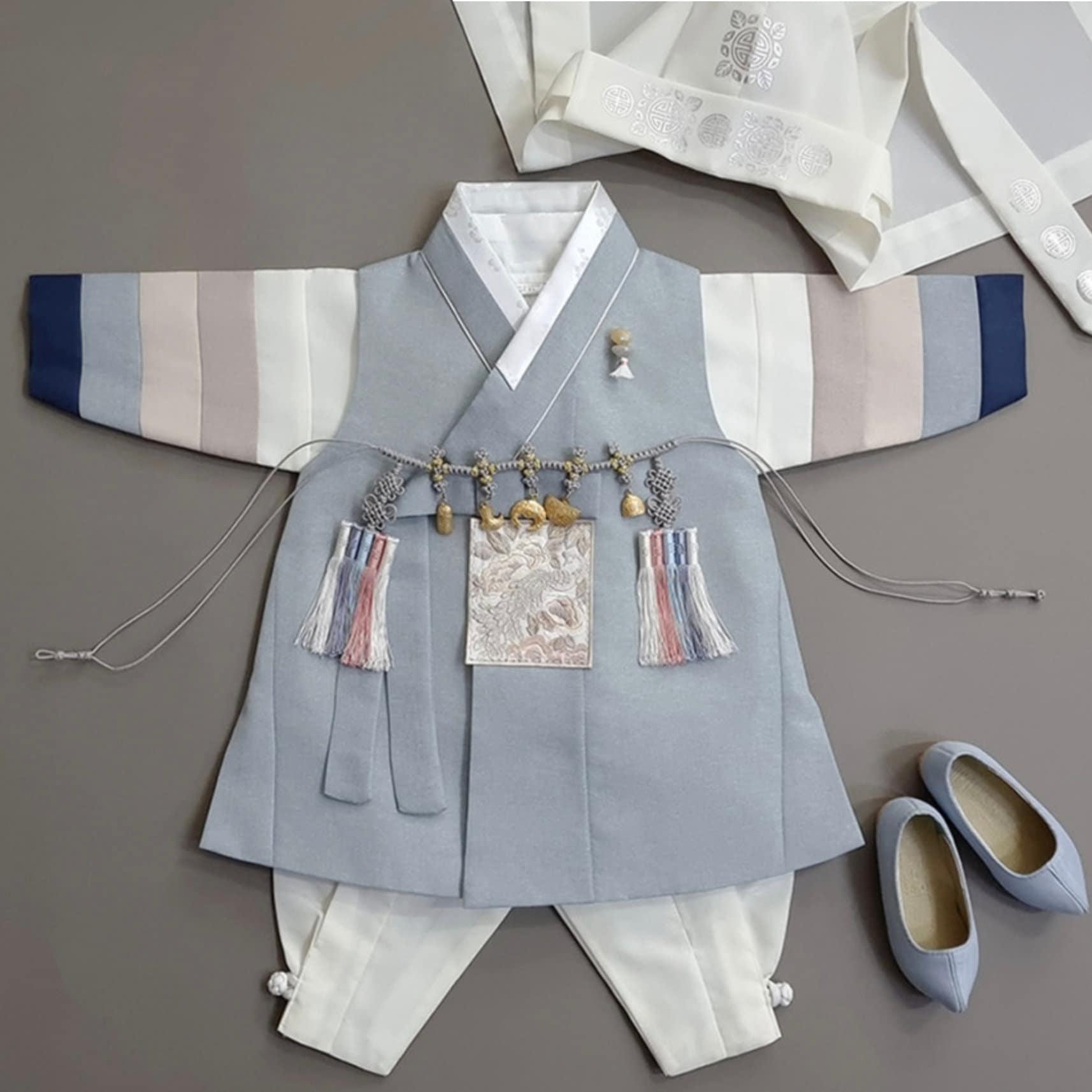 Jeongwoo D.Sky Stripe Boy Hanbok (100D-15YR) - Native Korean
