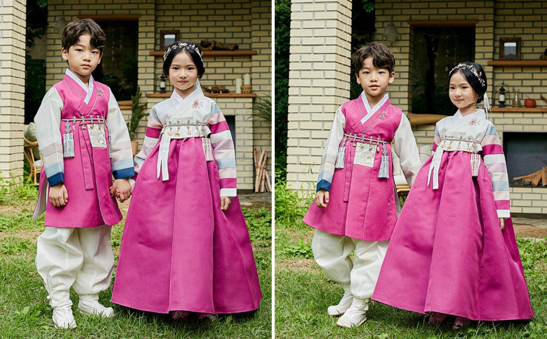 Jeongwoo Magenta Stripe Boy Hanbok (100D-15YR) - Native Korean