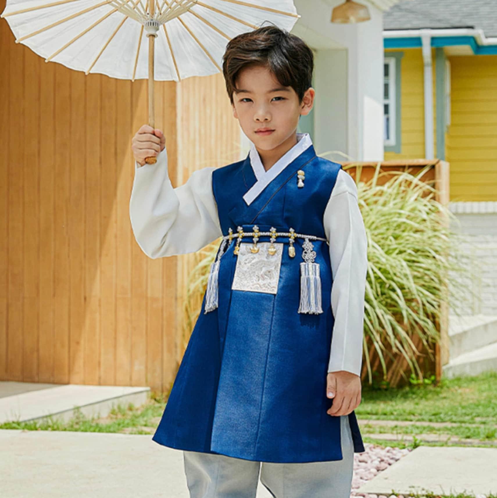 Jeongwoo Navy Solid D.Sky Boy Hanbok (100D-15YR) - Native Korean
