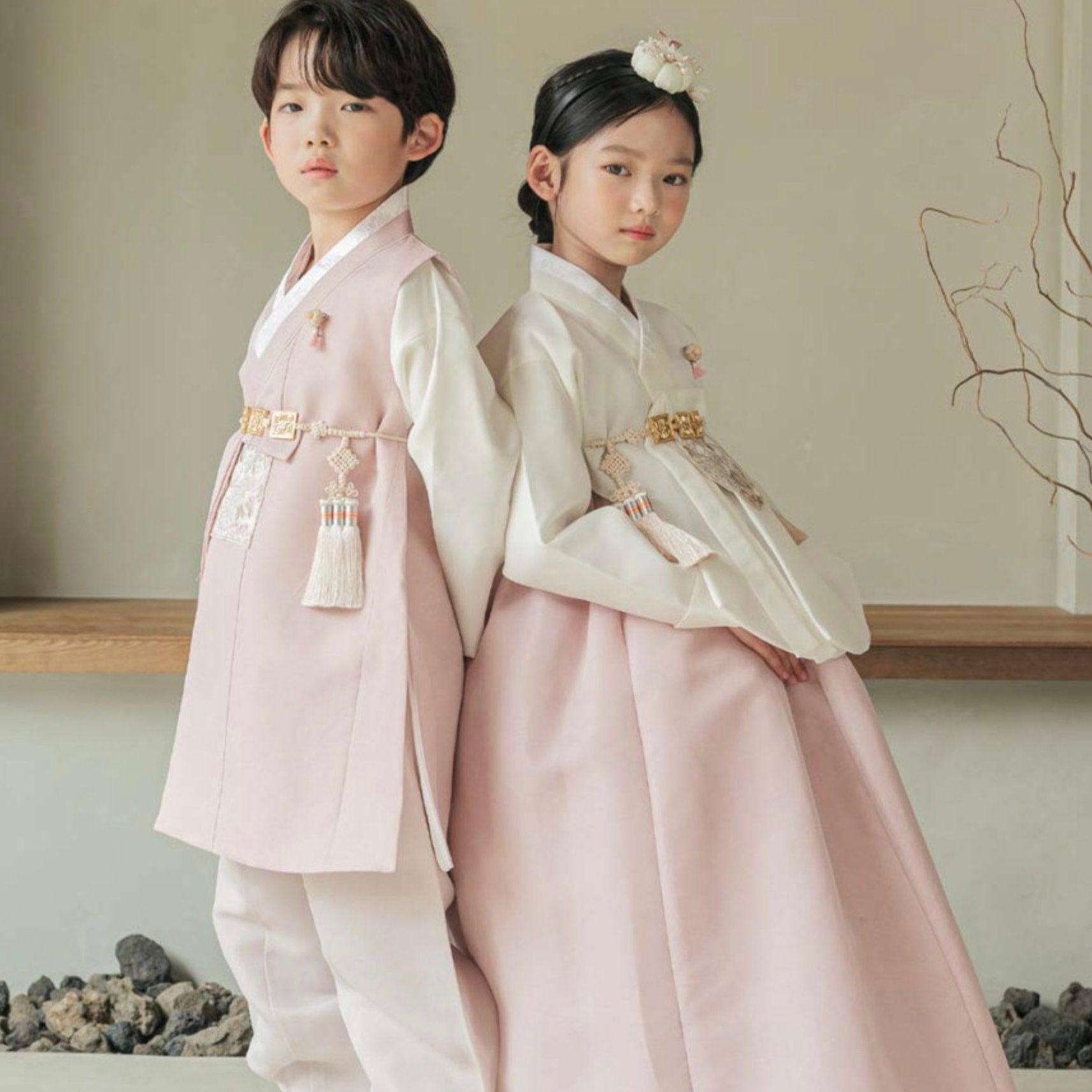 Jeongyun White Indie Pink Skirt Girl Hanbok (100D-15YR) - Native Korean