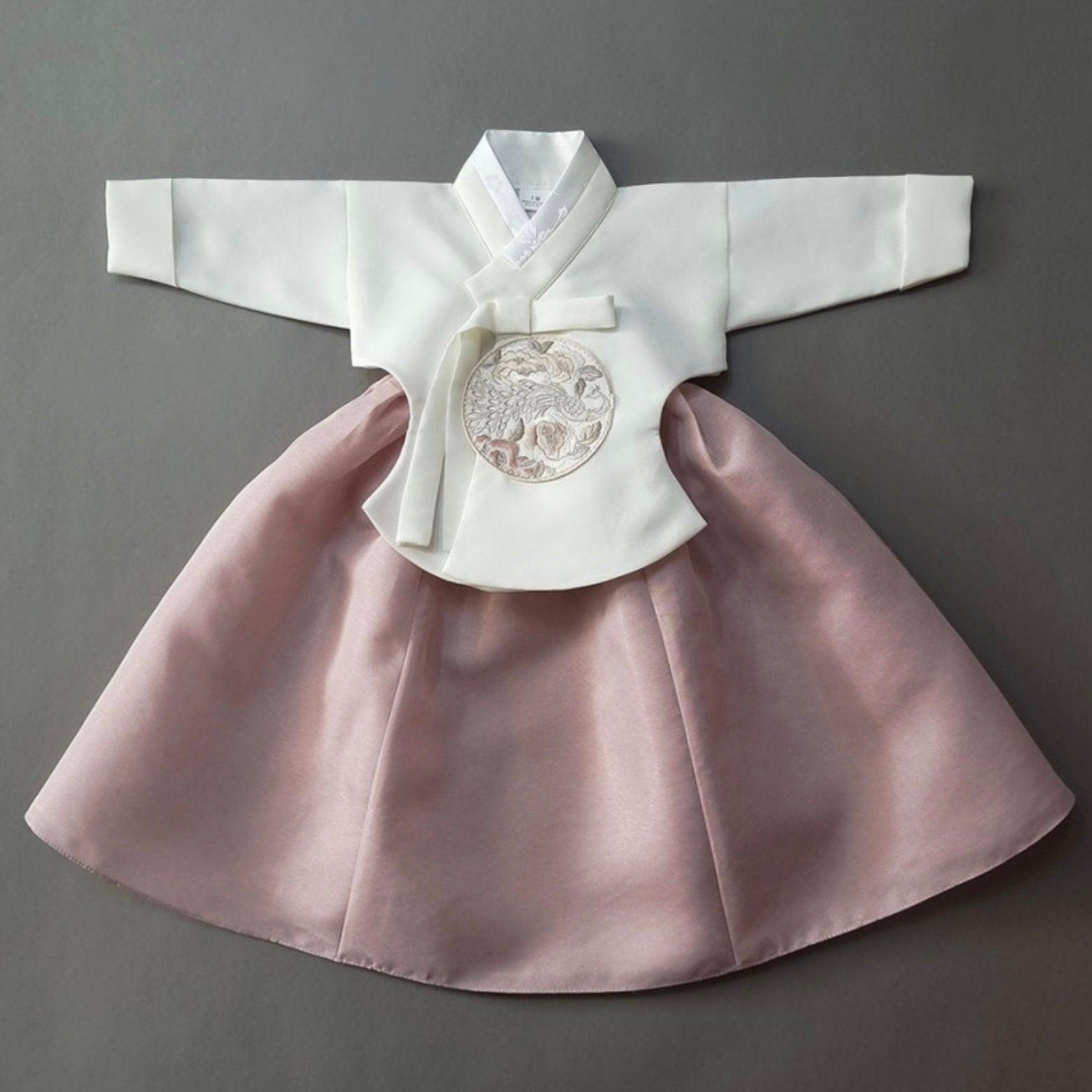 Jeongyun White Indie Pink Skirt Girl Hanbok (100D-15YR) - Native Korean