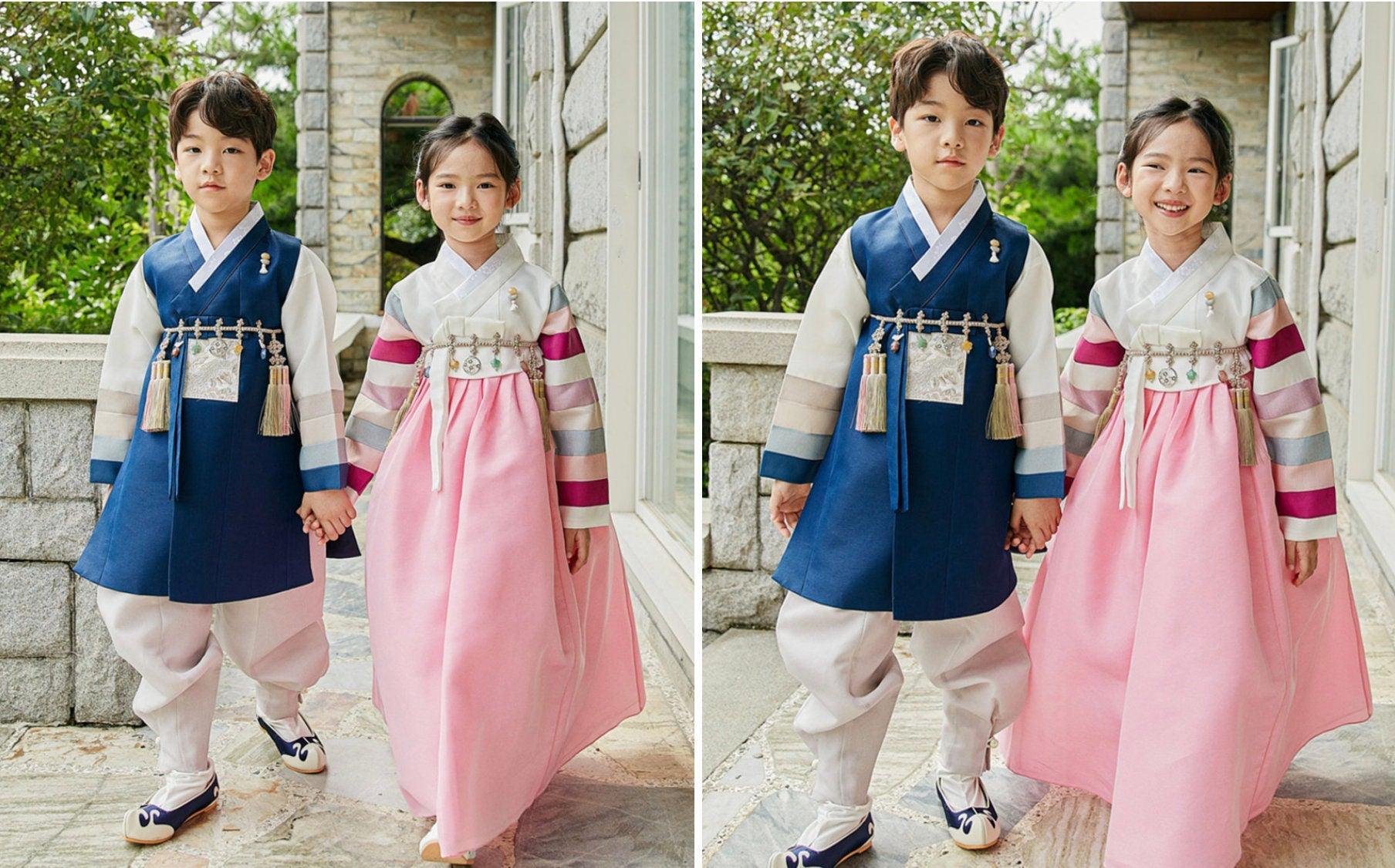 Jeongyun Stripe White Pink Skirt Girl Hanbok (100D-15YR) - Native Korean