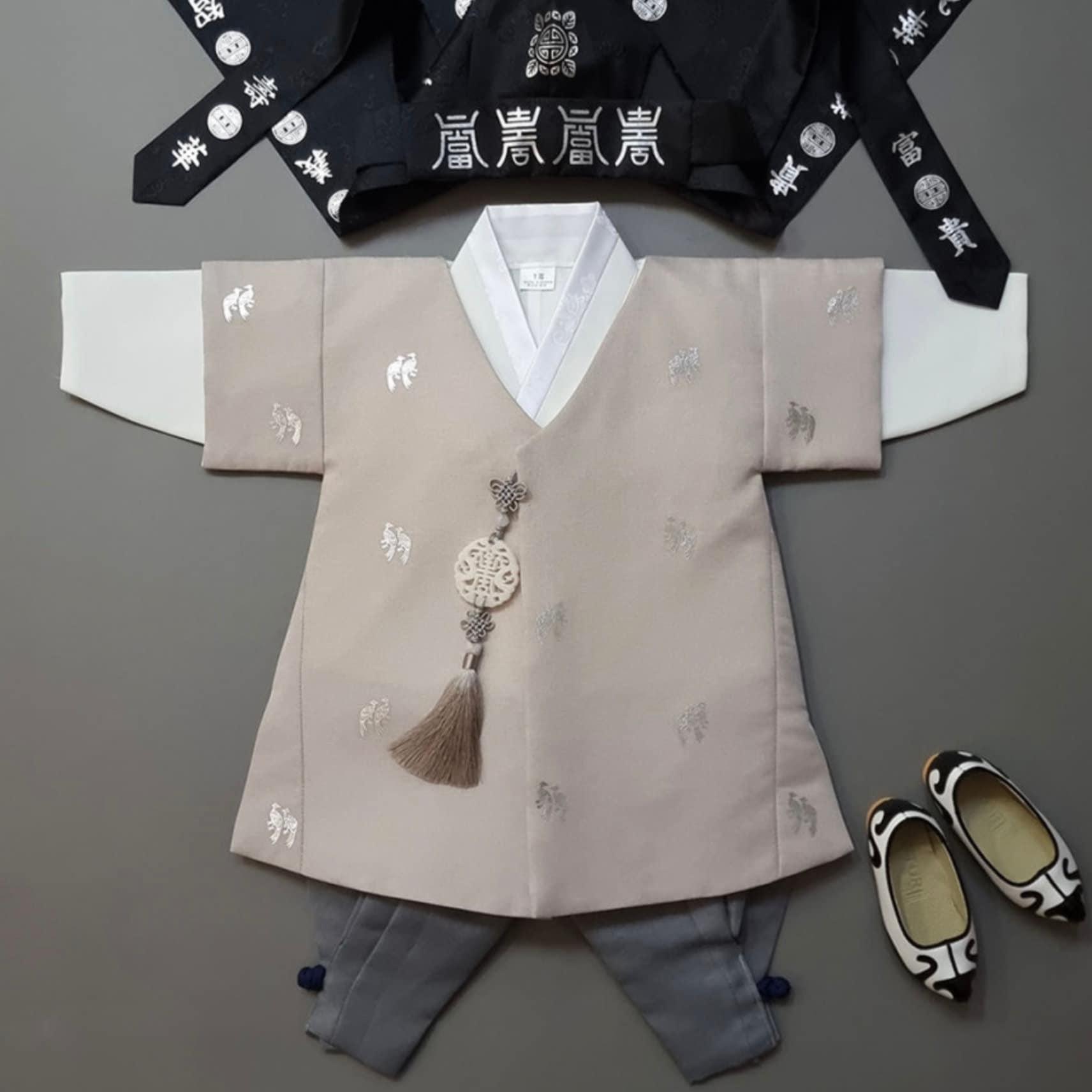 Joon D.Beige Foil 5 Color Pants Boy Hanbok (100D-10YR) - Native Korean