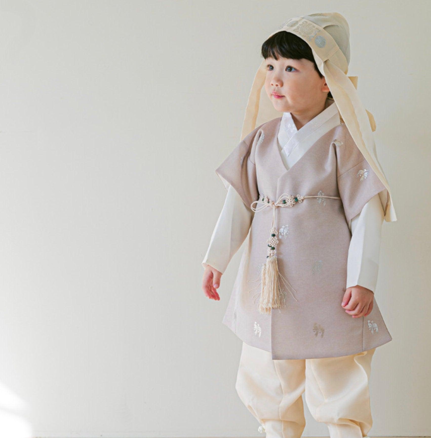 Joon D.Beige Foil Beige Boy Hanbok (100D-10YR) - Native Korean