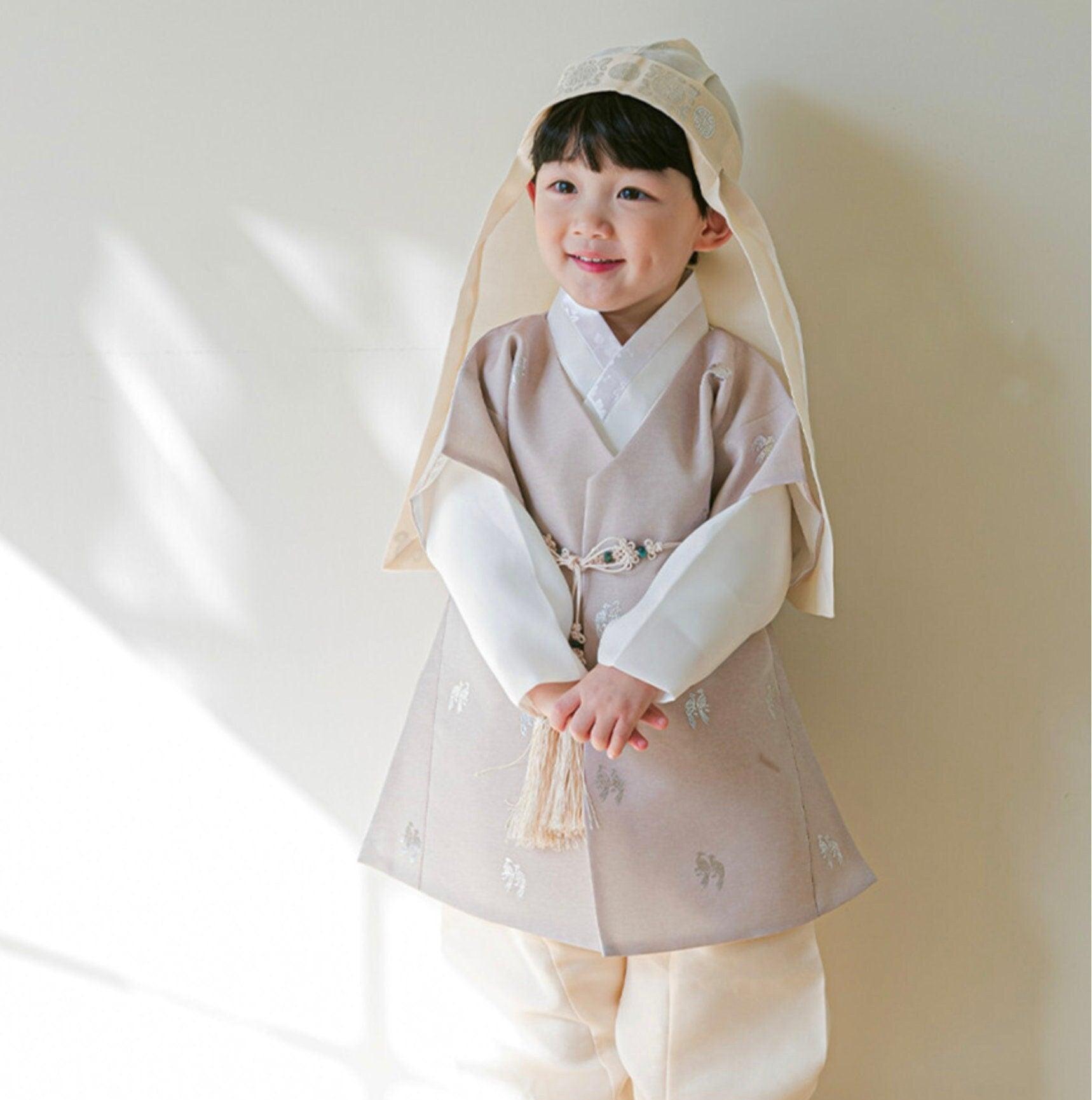 Joon D.Beige Foil Beige Boy Hanbok (100D-10YR) - Native Korean