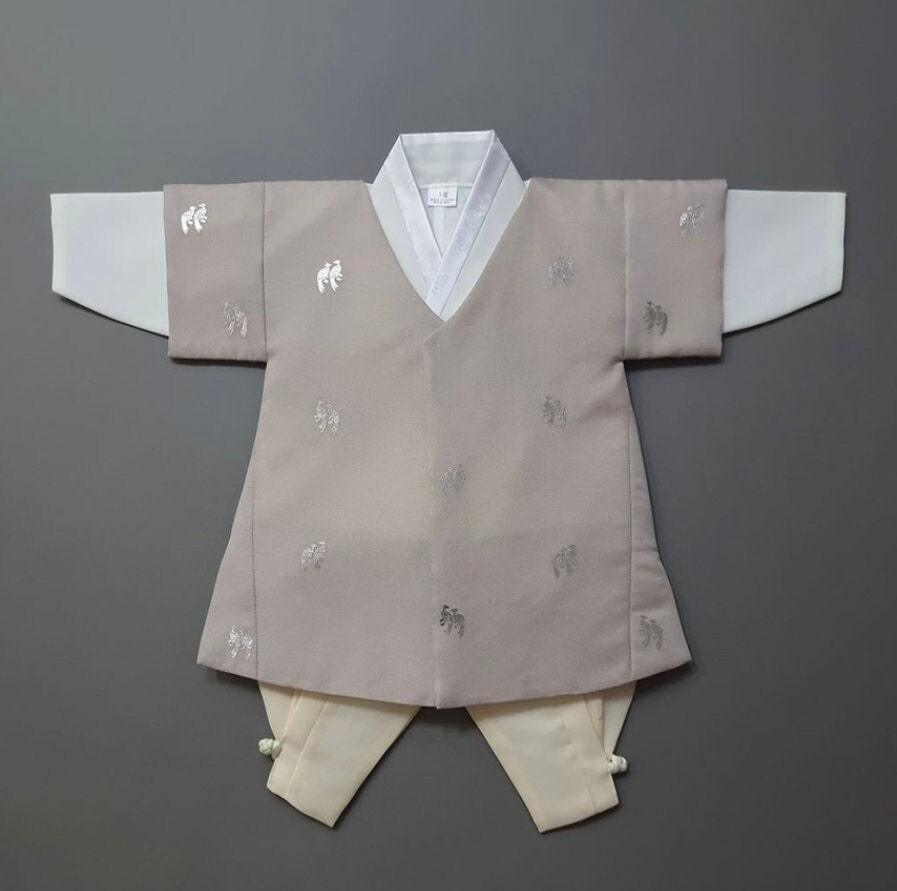 Joon D.Beige Foil Beige Boy Hanbok (100D-10YR) - Native Korean