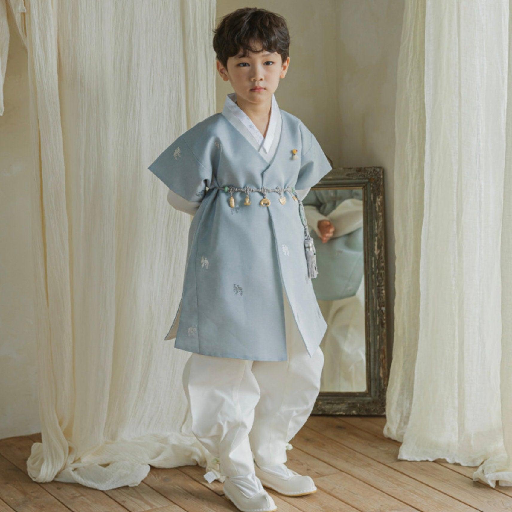 Joon D.Sky Foil Ivory Boy Hanbok (100D-10YR) - Native Korean