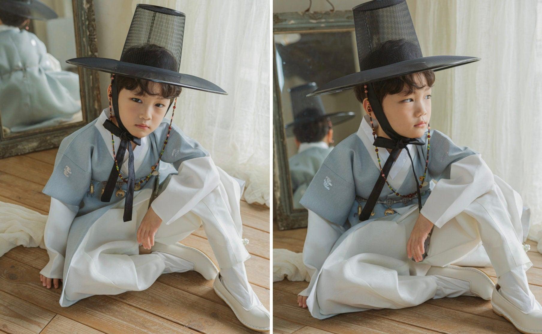 Joon D.Sky Foil Ivory Boy Hanbok (100D-10YR) - Native Korean
