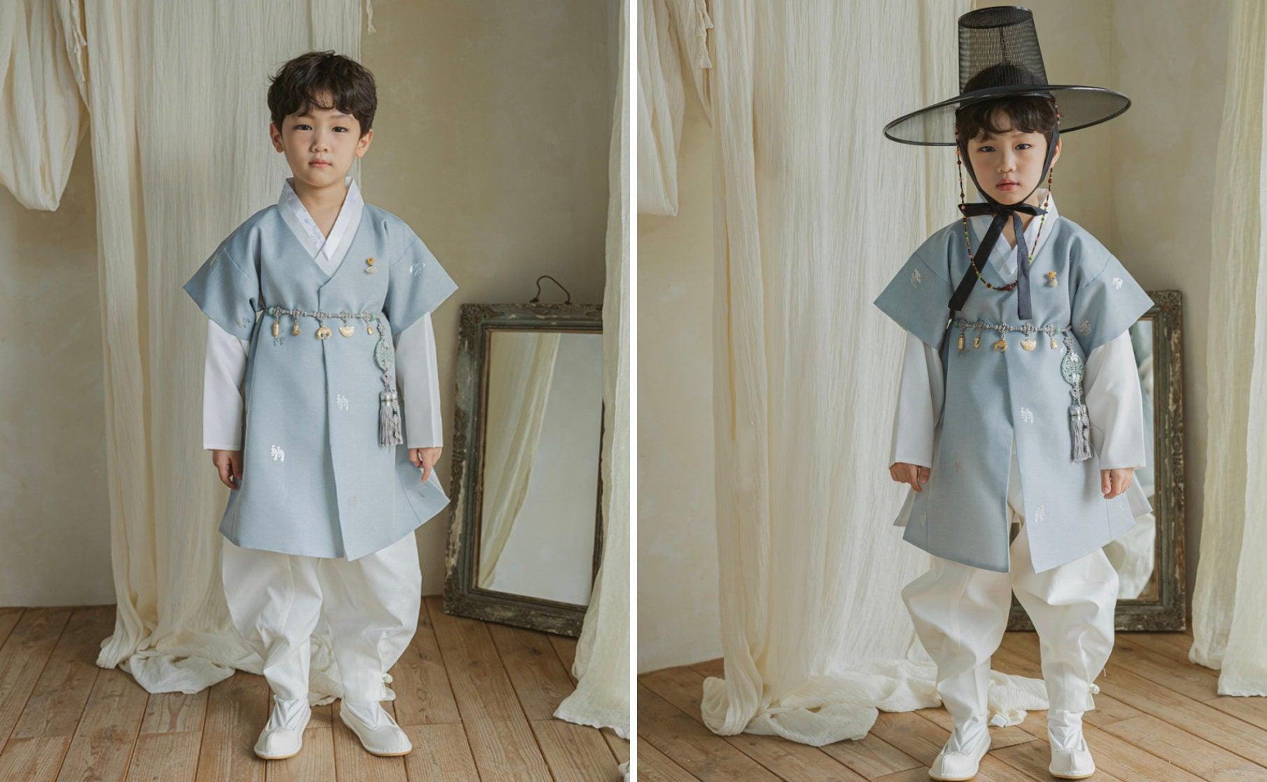 Joon D.Sky Foil Ivory Boy Hanbok (100D-10YR) - Native Korean