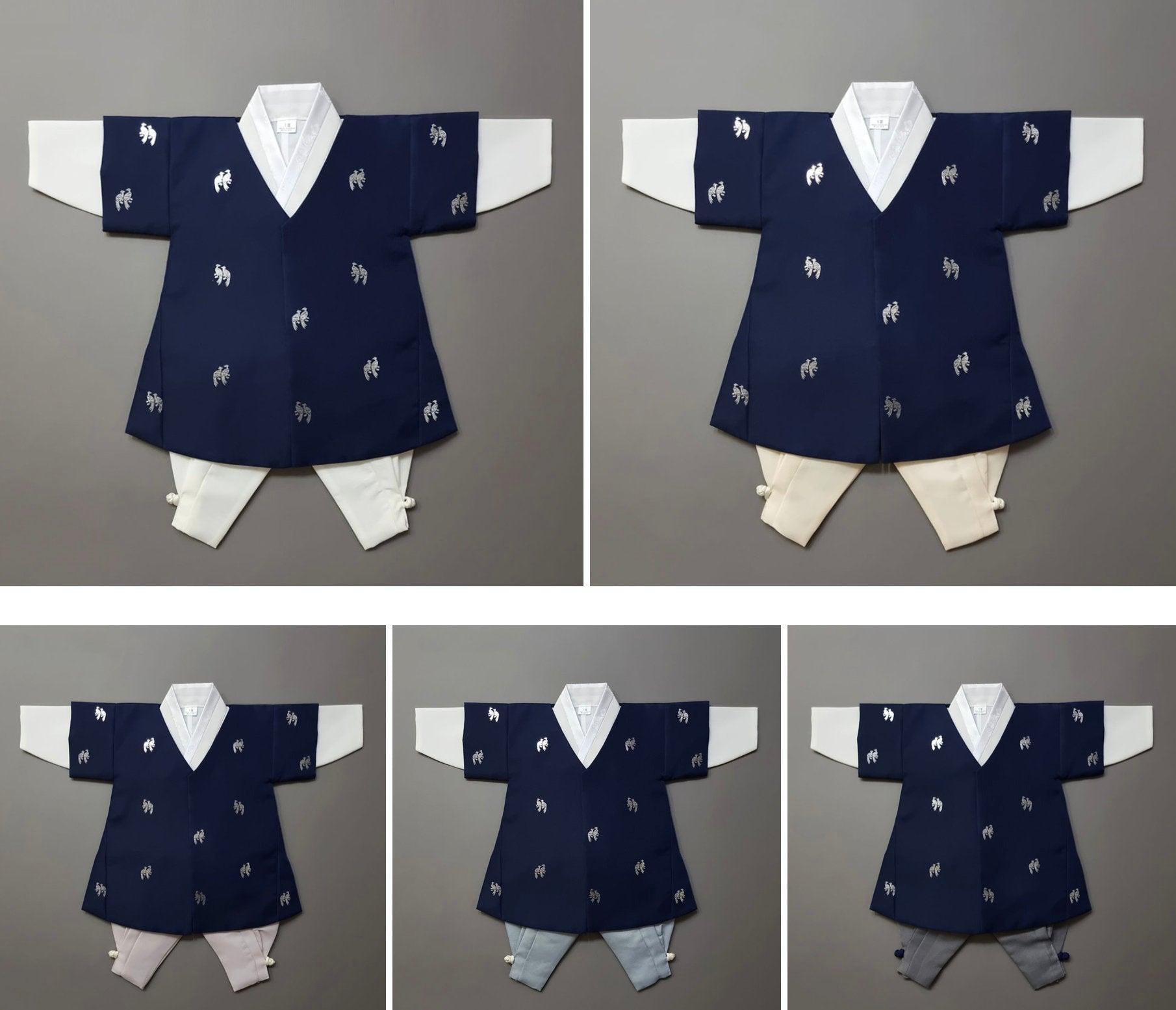 Joon Navy Ivory Foil Boy Hanbok (100D-10YR) - Native Korean