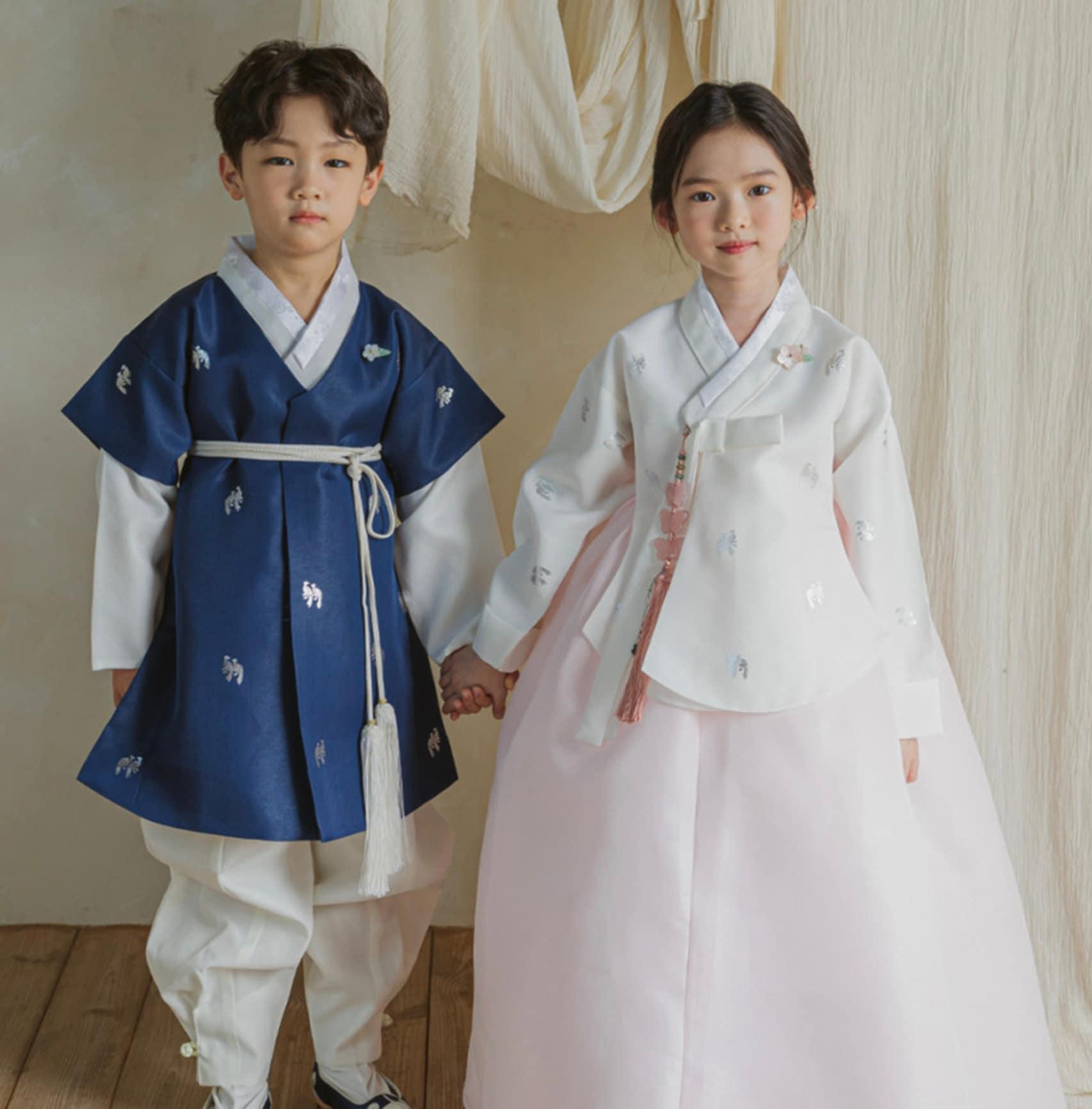 Joon Navy Ivory Foil Boy Hanbok (100D-10YR) - Native Korean
