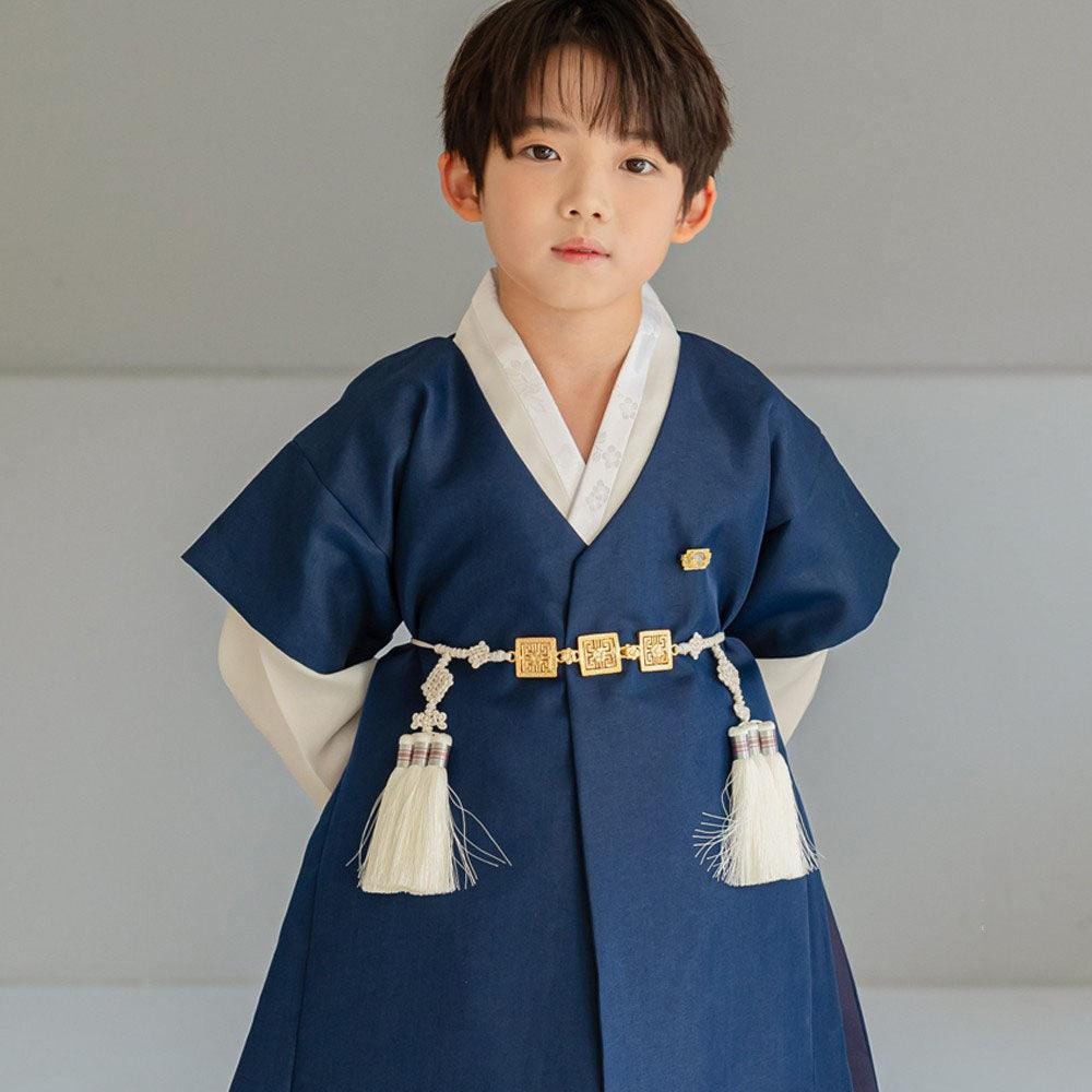 Joon Navy Solid Ivory Boy Hanbok (100D-10YR) - Native Korean
