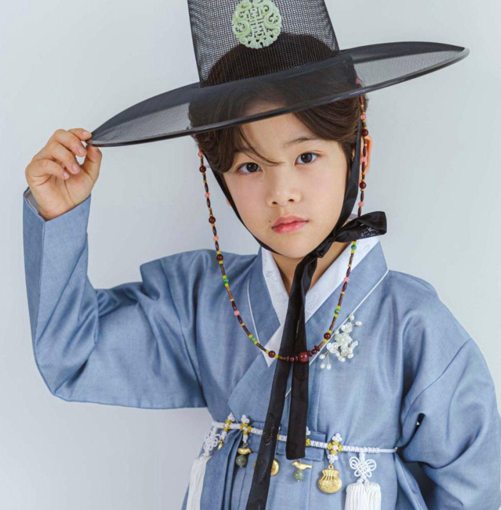 Joonhee Blue Light Beige Boy Hanbok (100D-10YR) - Native Korean