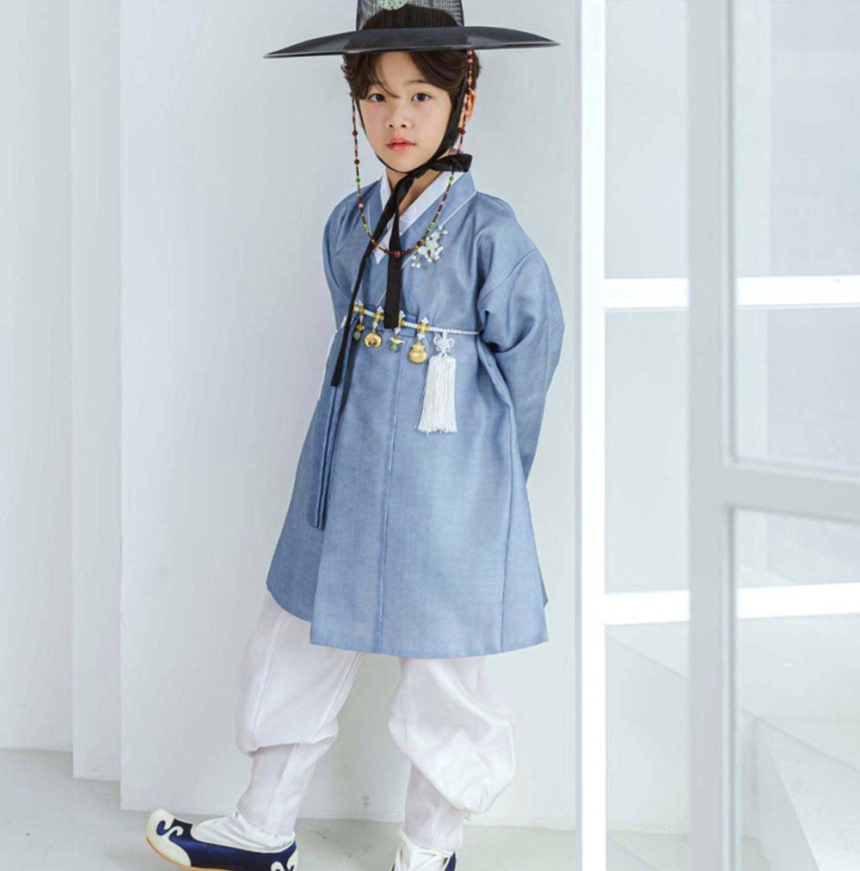 Joonhee Blue Light Beige Boy Hanbok (100D-10YR) - Native Korean
