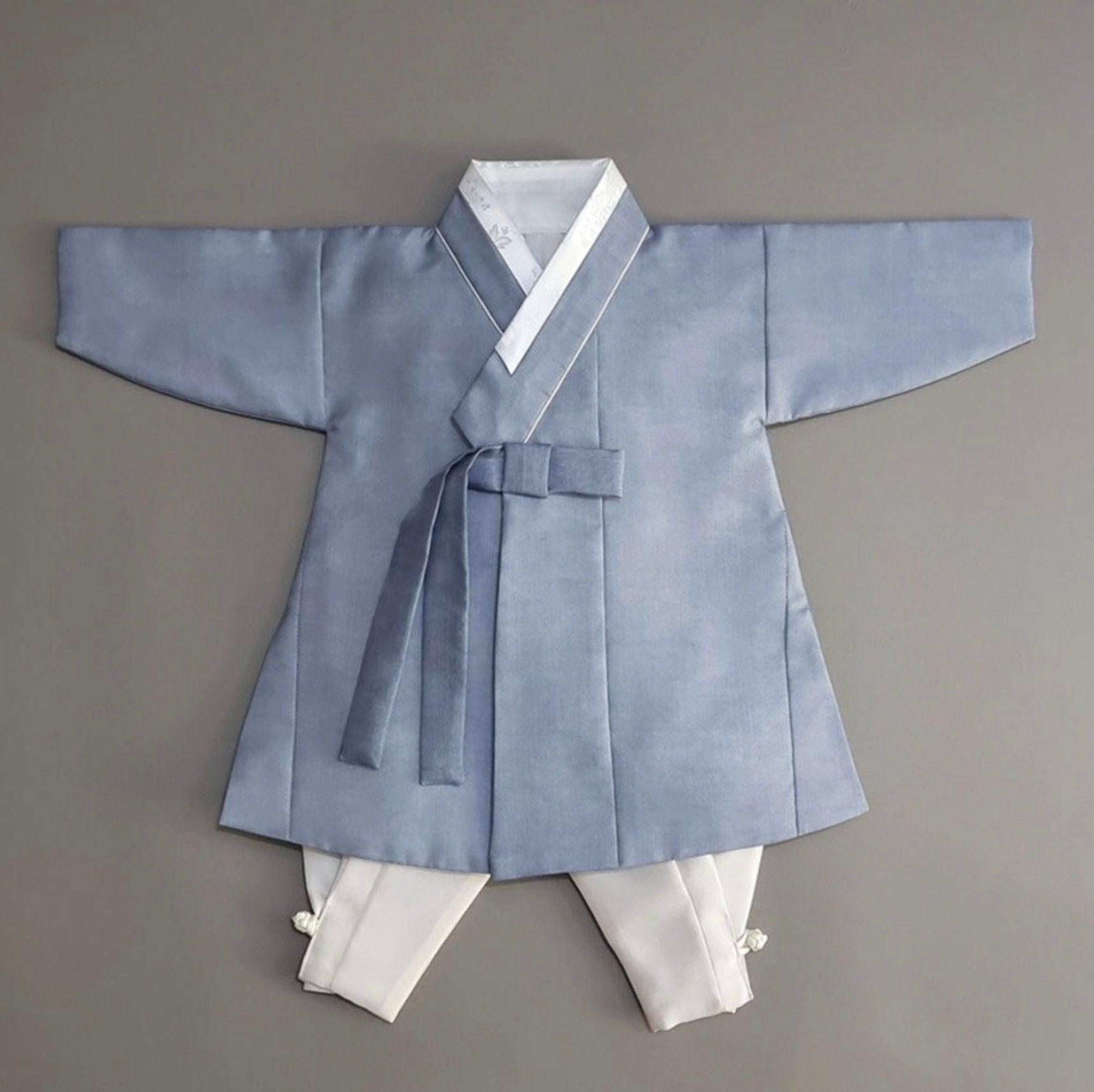Joonhee Blue Light Beige Boy Hanbok (100D-10YR) - Native Korean