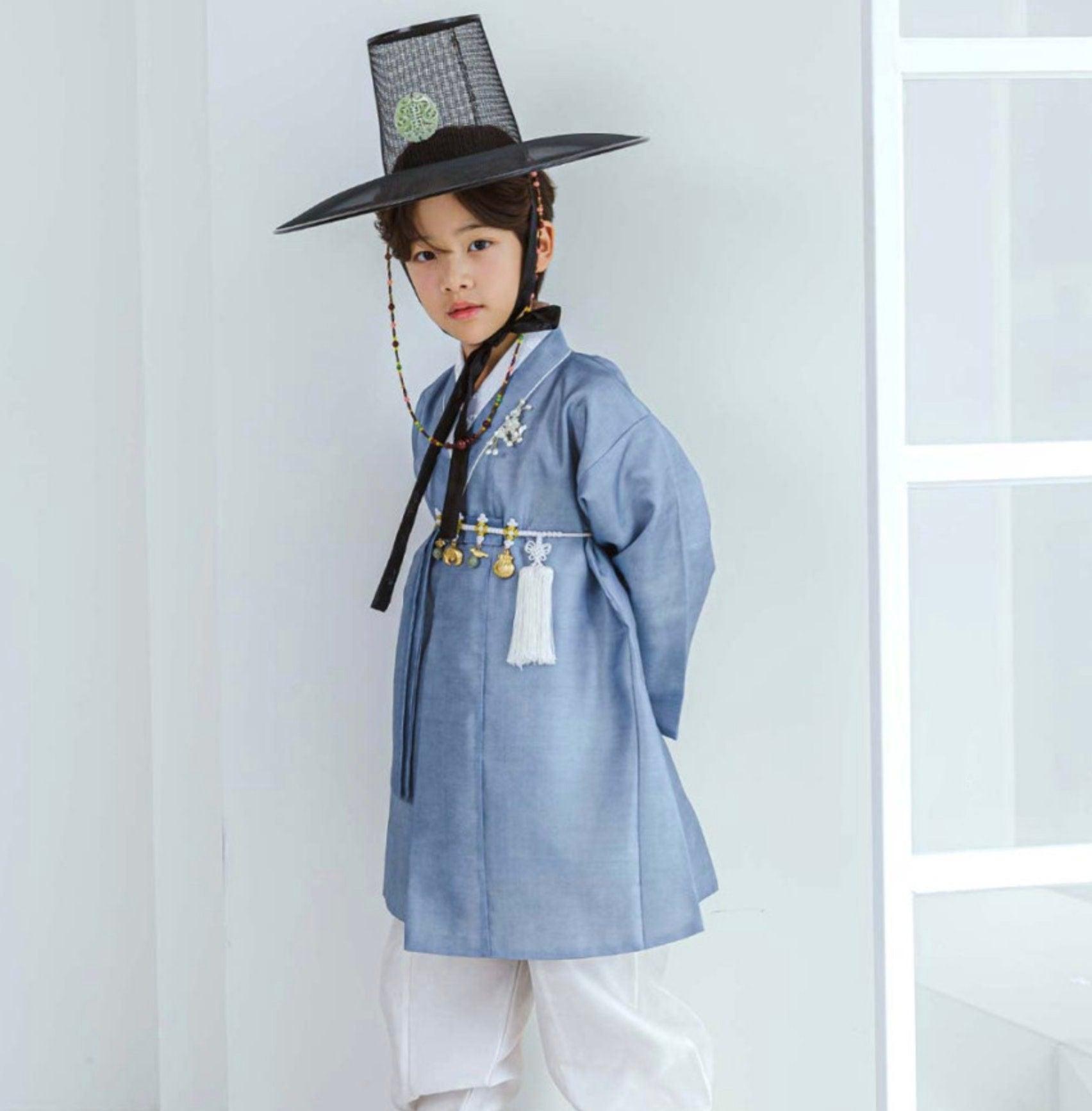Joonhee Blue Light Beige Boy Hanbok (100D-10YR) - Native Korean