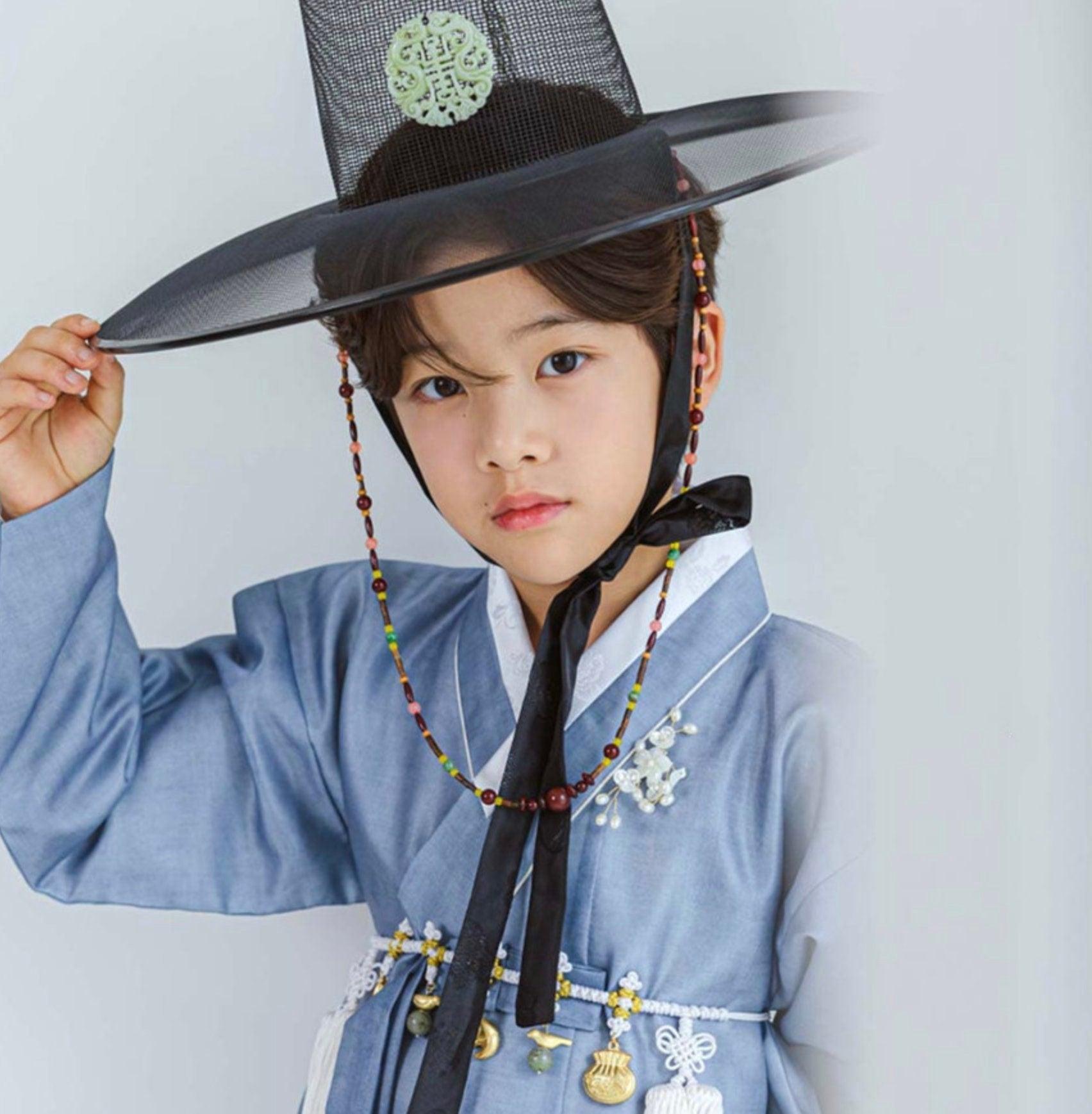 Joonhee Blue Light Beige Boy Hanbok (100D-10YR) - Native Korean
