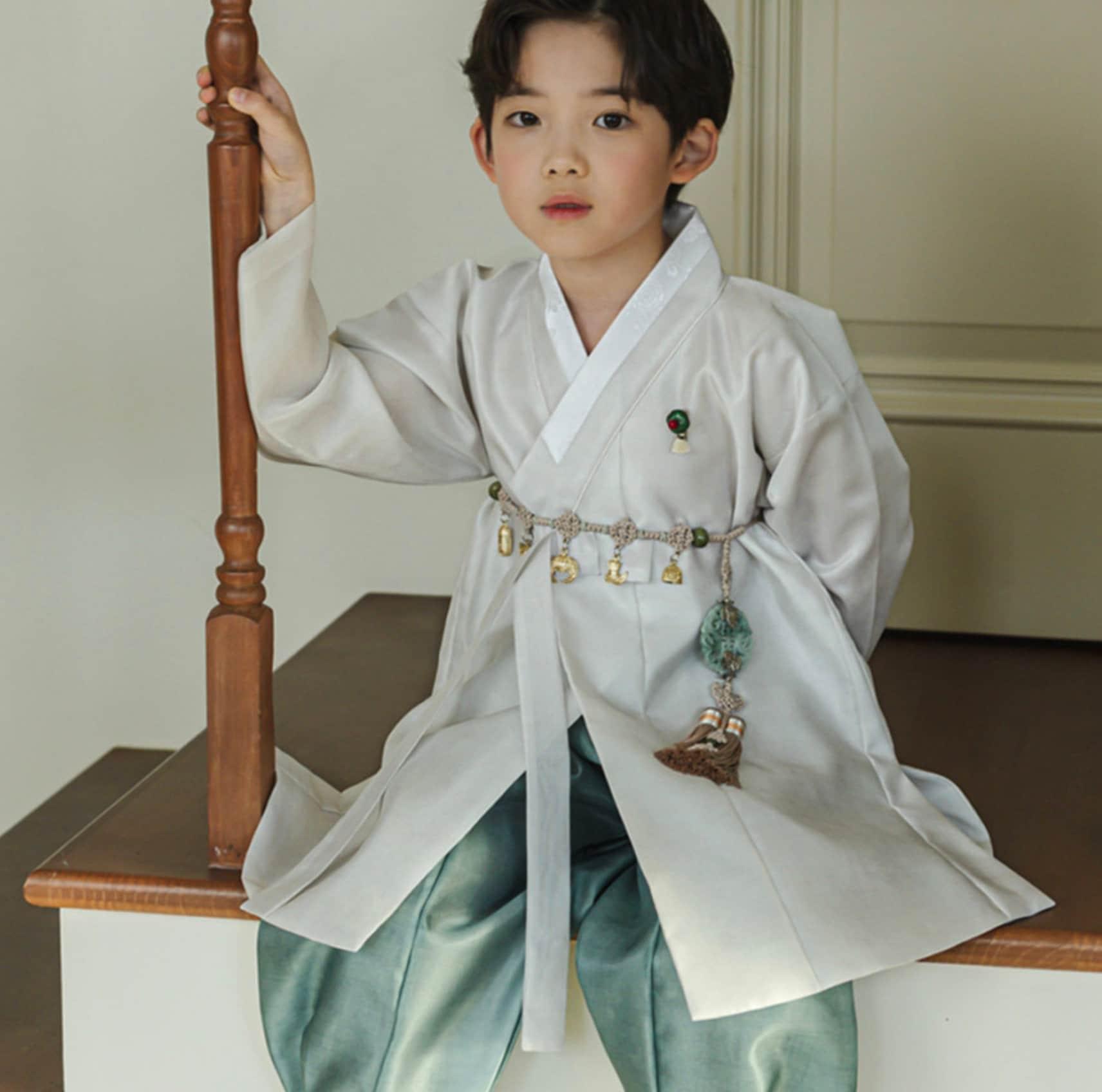 Joonhee Ivory Green Boy Hanbok (100D-15YR) - Native Korean