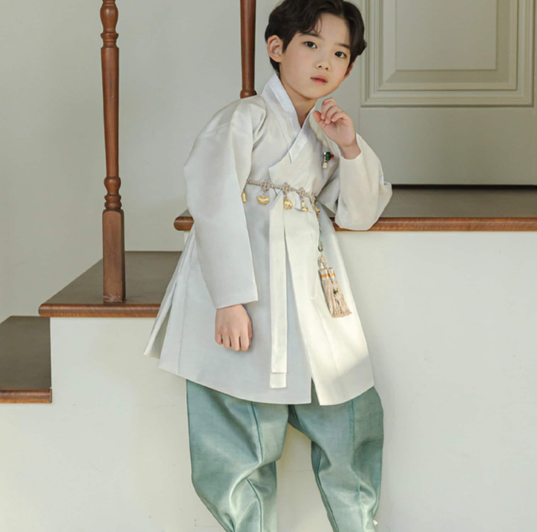 Joonhee Ivory Green Boy Hanbok (100D-15YR) - Native Korean