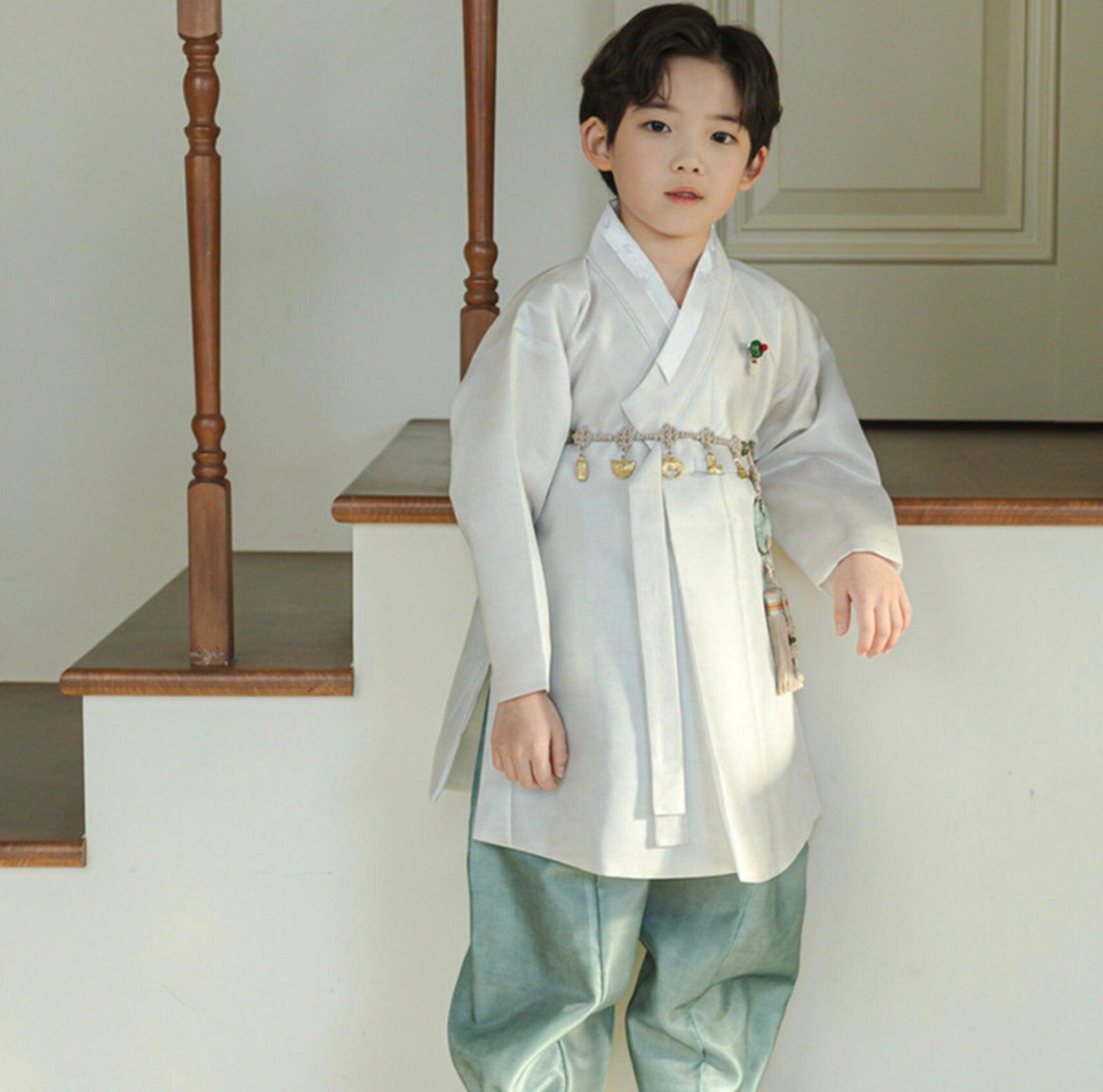 Joonhee Ivory Green Boy Hanbok (100D-15YR) - Native Korean