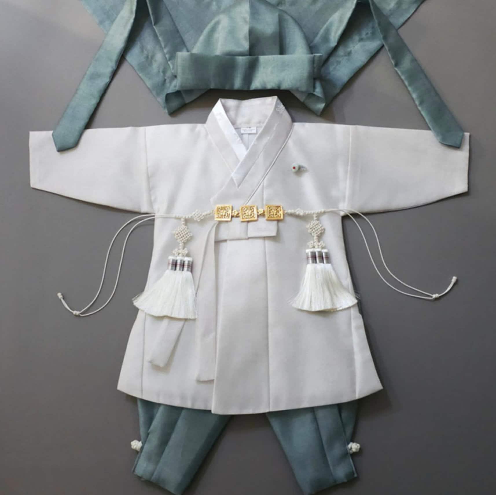 Joonhee Ivory Green Boy Hanbok (100D-15YR) - Native Korean