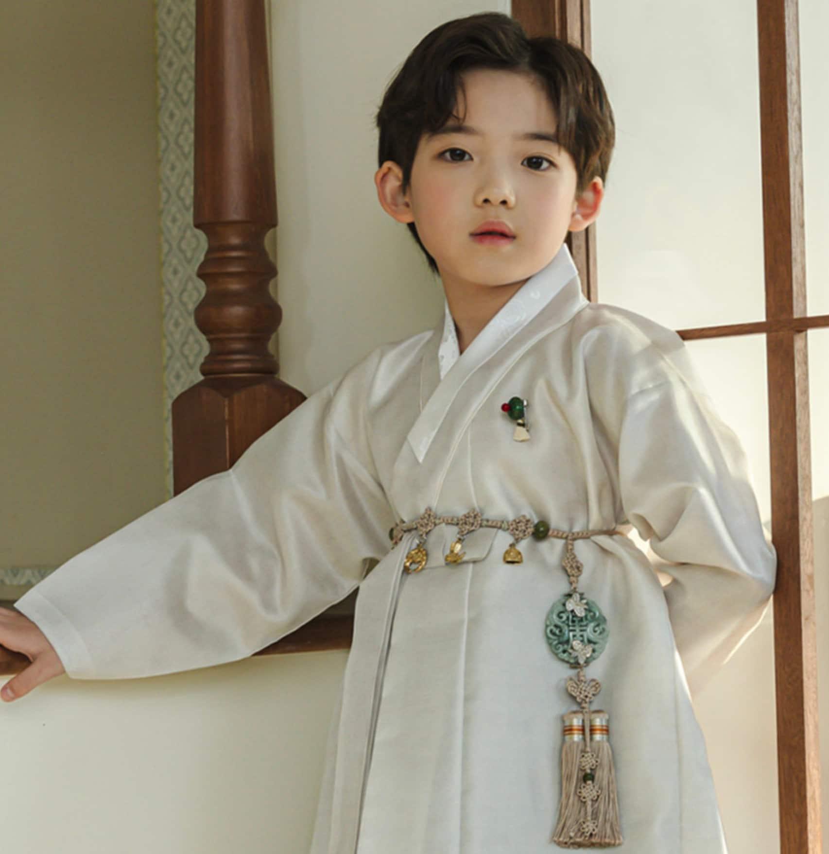 Joonhee Ivory Green Boy Hanbok (100D-15YR) - Native Korean