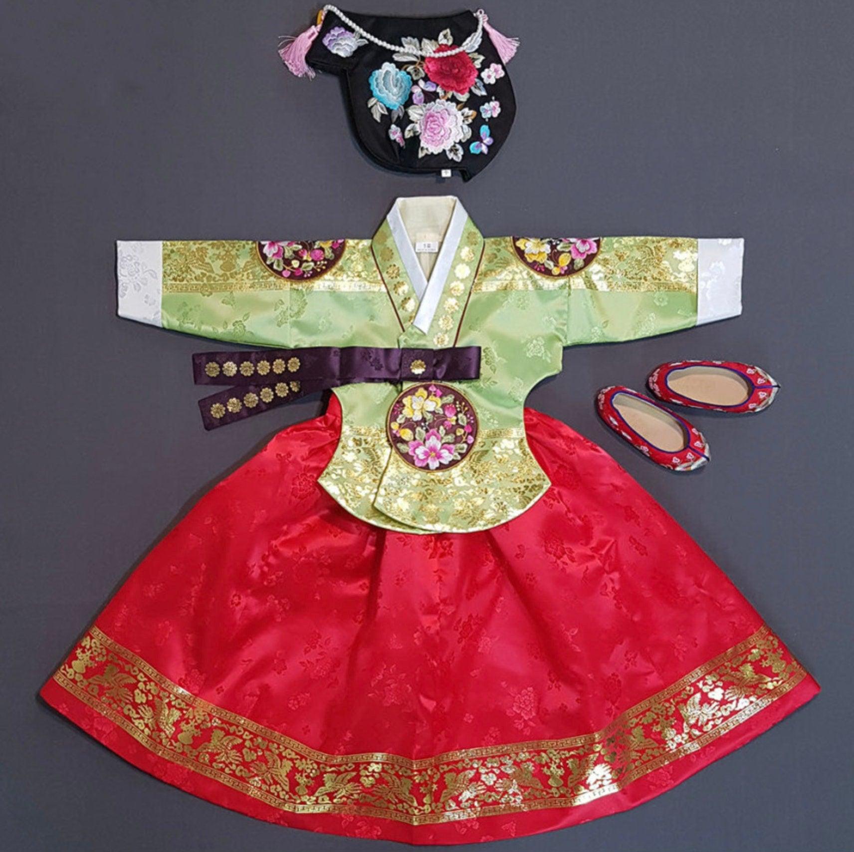 Kabin Lime Red Girl Hanbok (100D-12YR) - Native Korean