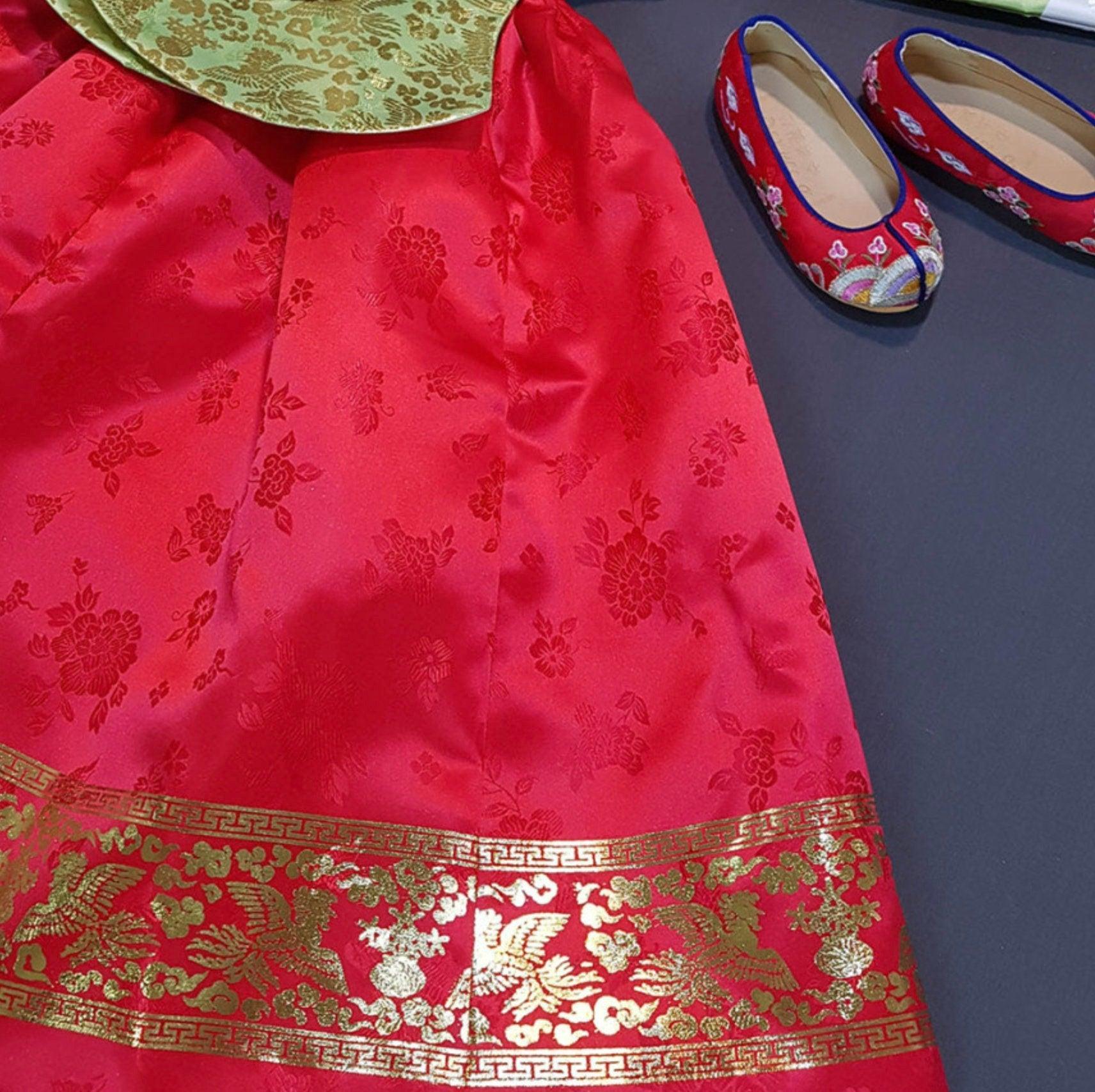 Kabin Lime Red Girl Hanbok (100D-12YR) - Native Korean
