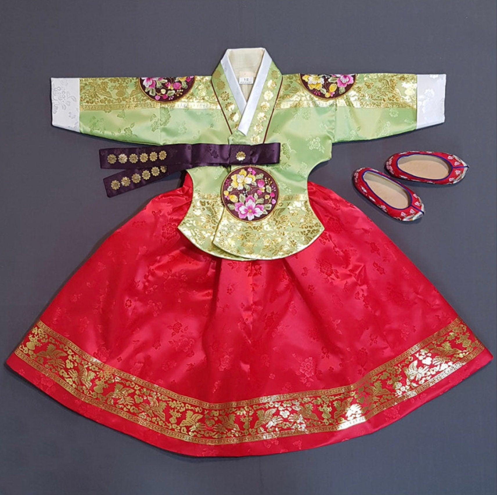 Kabin Lime Red Girl Hanbok (100D-12YR) - Native Korean