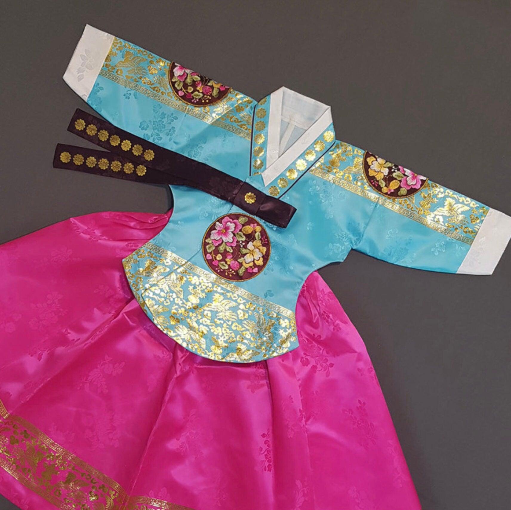 Kabin Turquoise Magenta Girl Hanbok (100D-12YR) - Native Korean