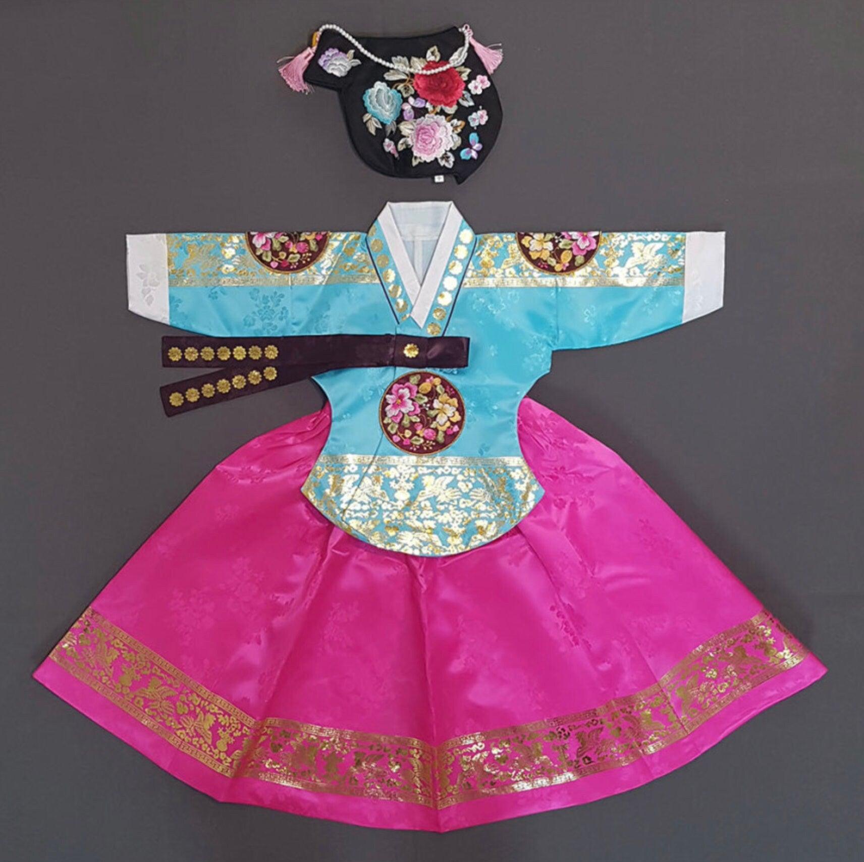 Kabin Turquoise Magenta Girl Hanbok (100D-12YR) - Native Korean