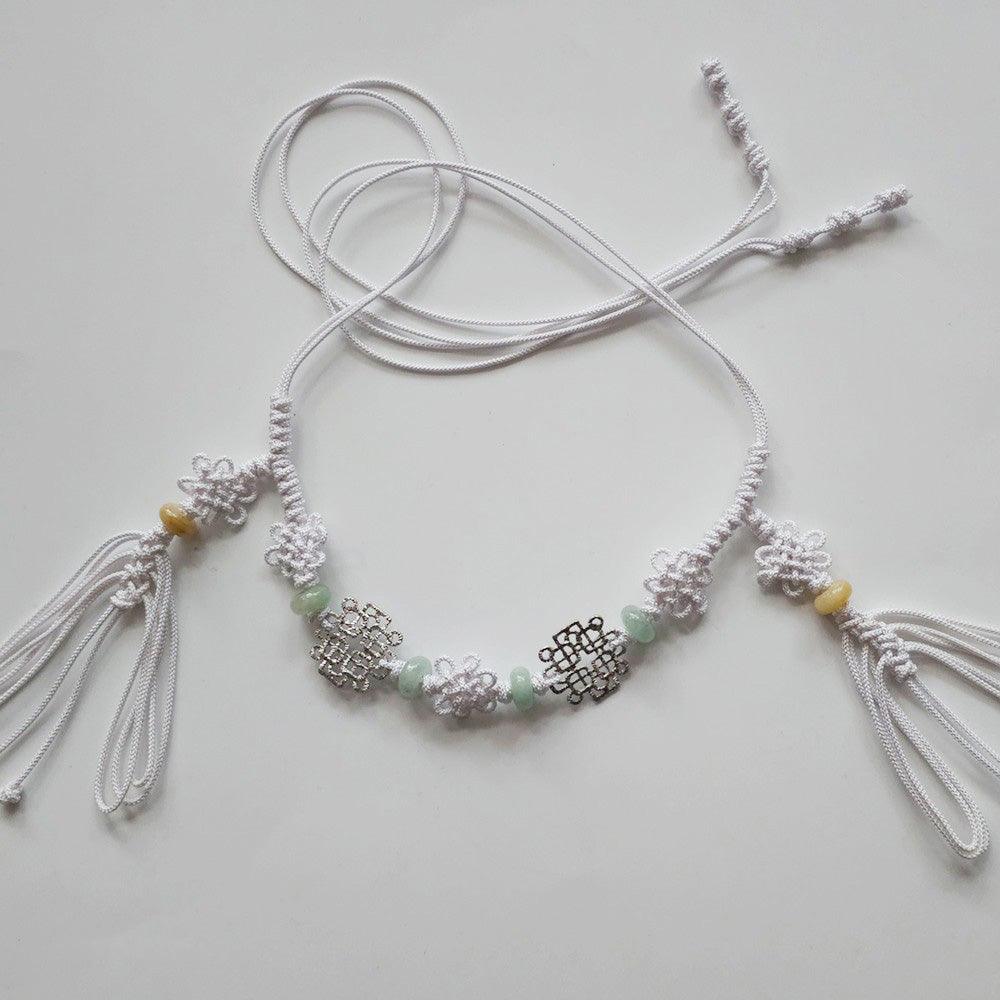 Knotted Gold/Silver Jade Belt - Native Korean