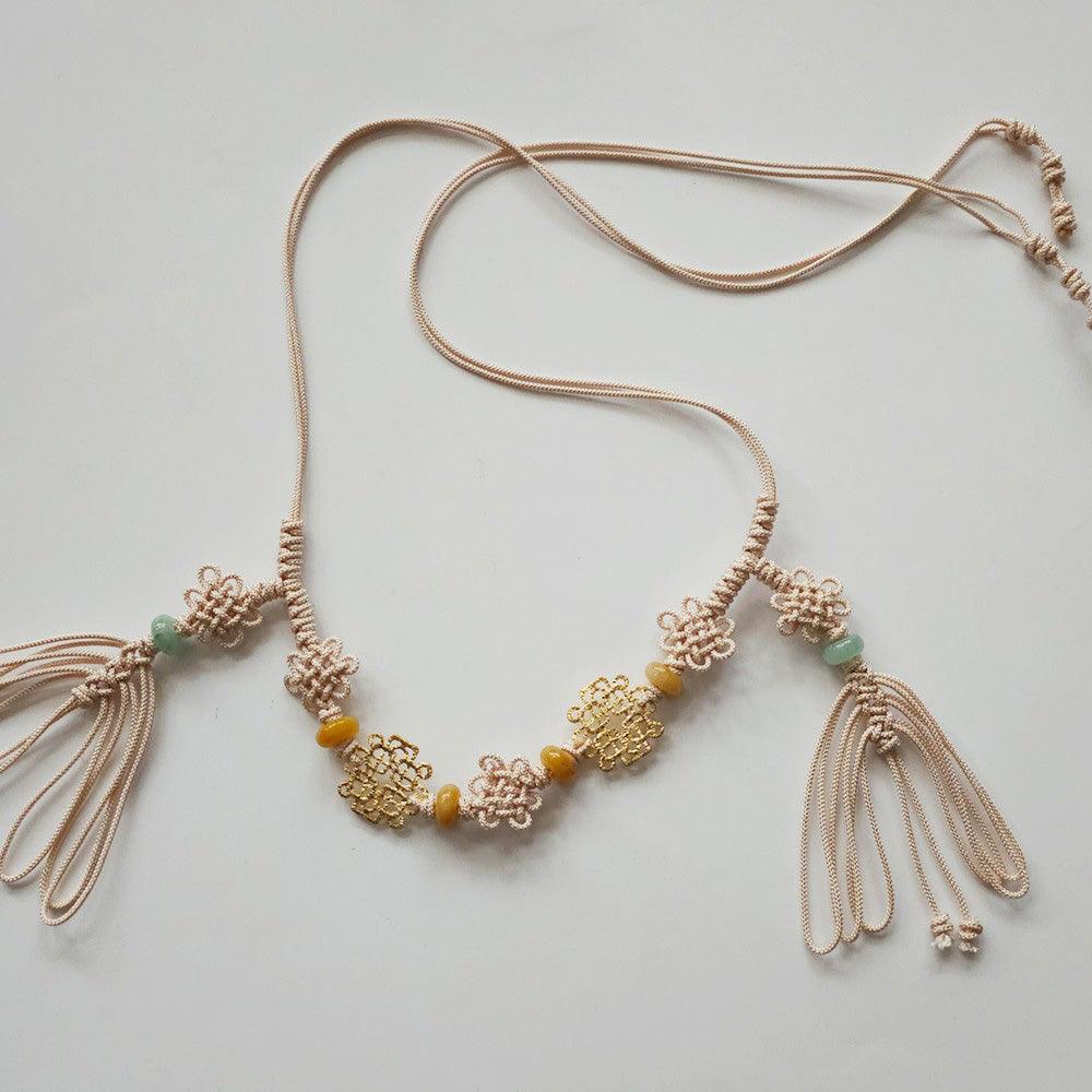 Knotted Gold/Silver Jade Belt - Native Korean