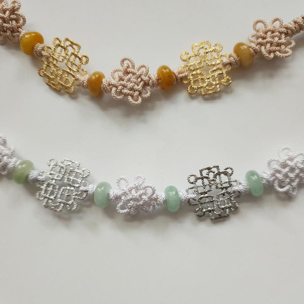 Knotted Gold/Silver Jade Belt - Native Korean