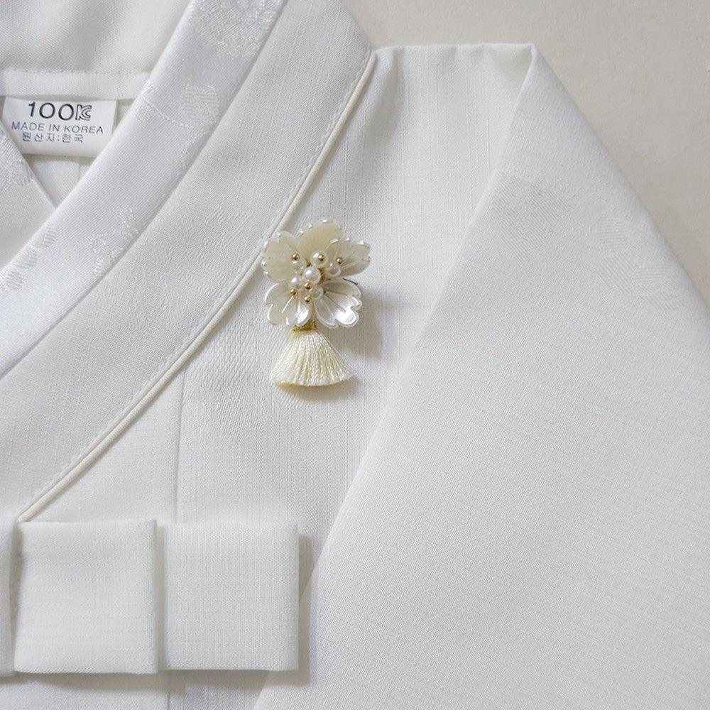 Luxe Pearl Floral Tassel Brooch - Native Korean