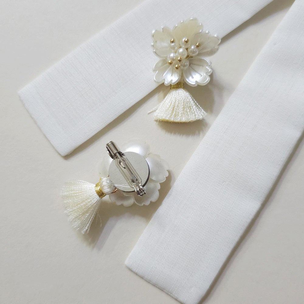Luxe Pearl Floral Tassel Brooch - Native Korean