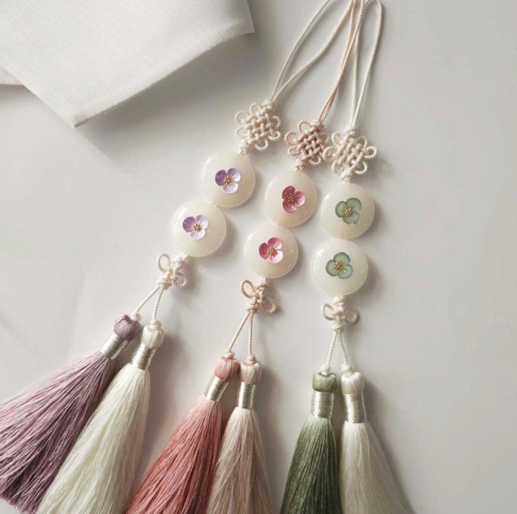 Mini Floral Button Tassel Norigae - Native Korean