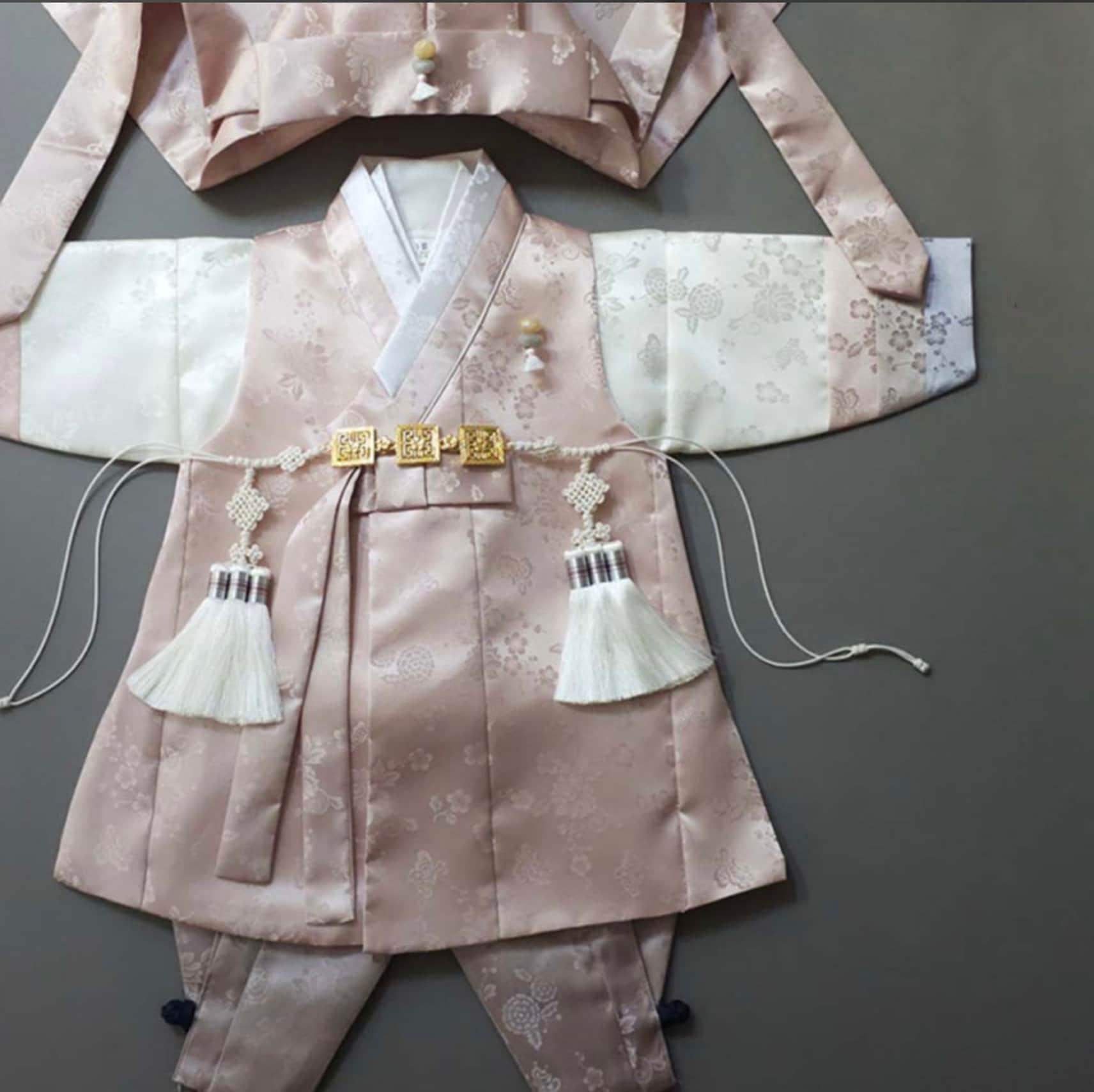 Minjae Pink Beige Boy Hanbok (100D-10YR) - Native Korean