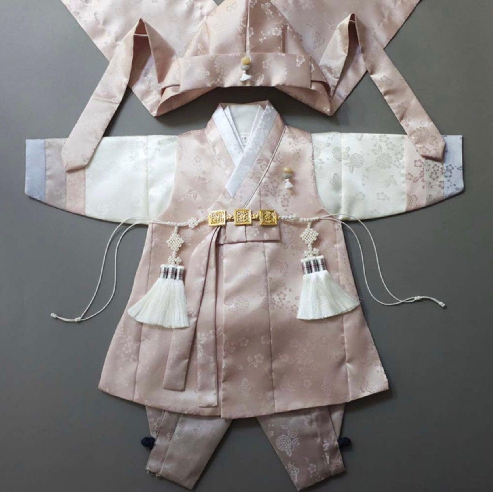 Minjae Pink Beige Boy Hanbok (100D-10YR) - Native Korean