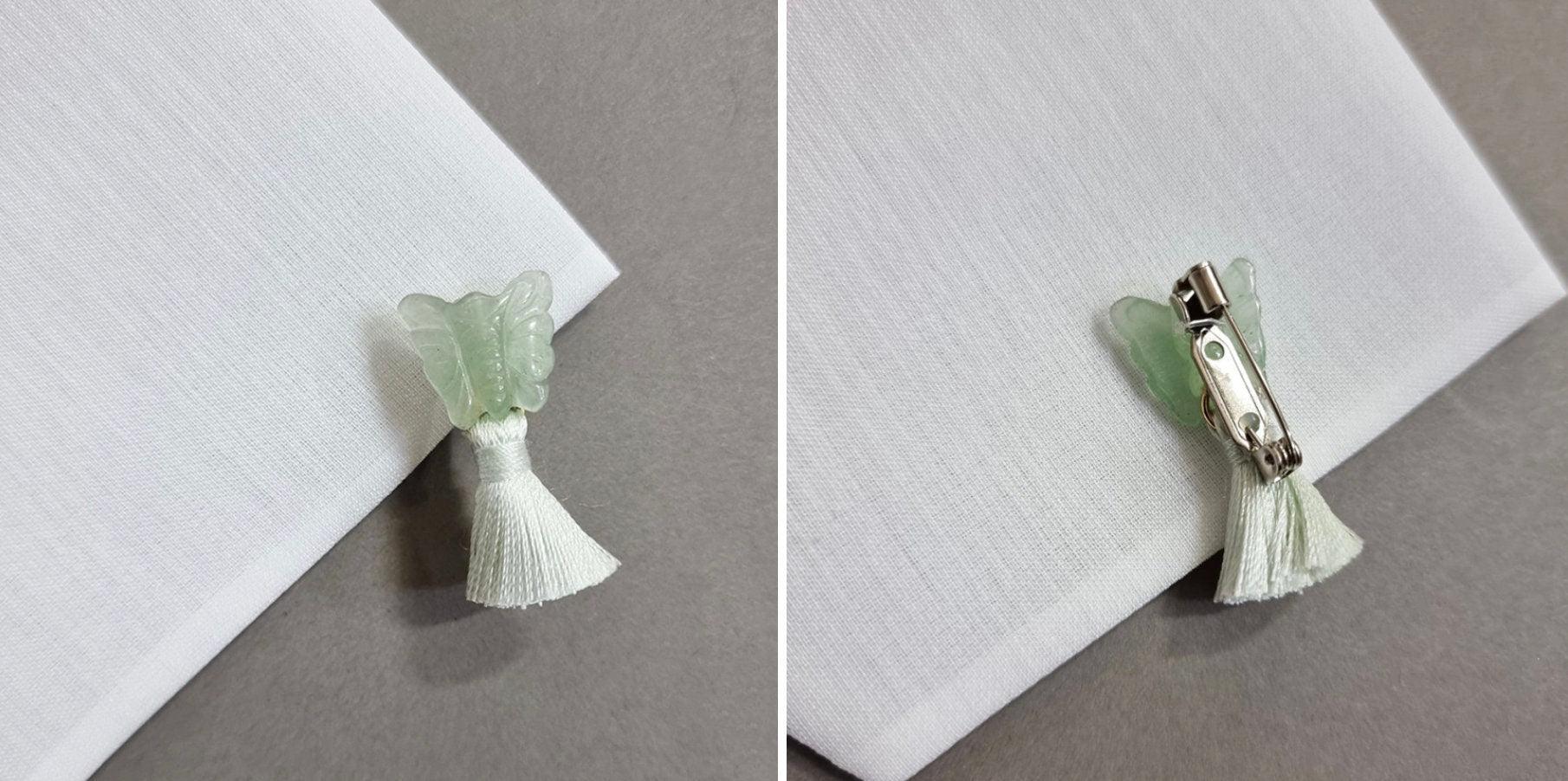 Mint Butterfly Tassel Brooch - Native Korean