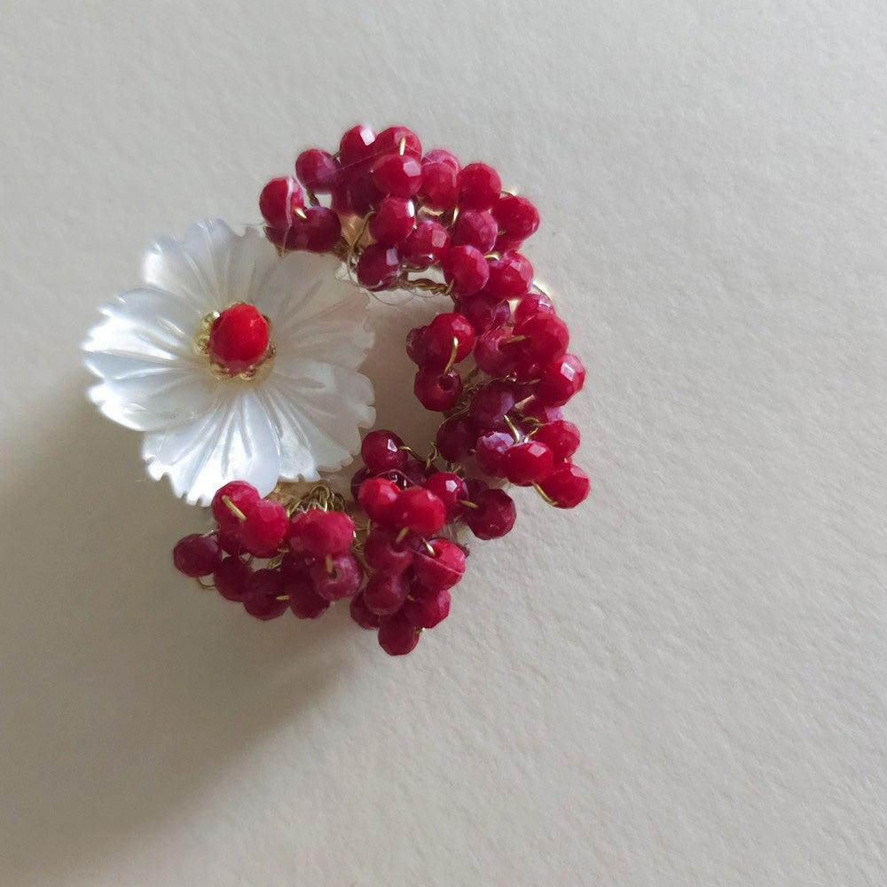Mother of Pearl Floral Beads Brooch - Native Korean