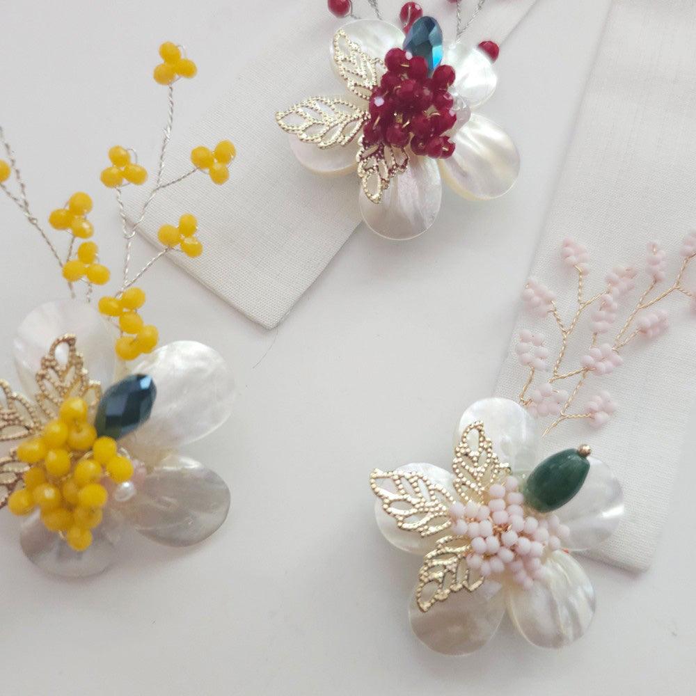 Mother of Pearl Floral Brooch - Native Korean