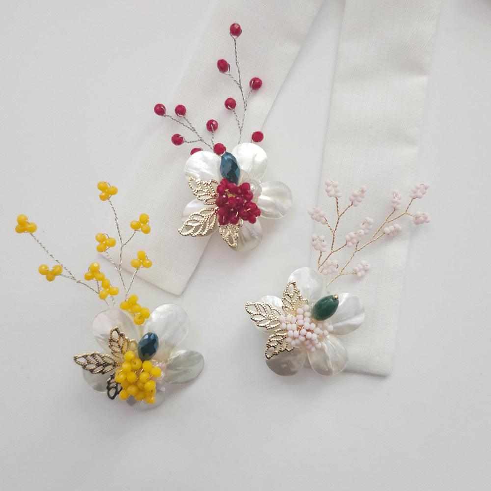 Mother of Pearl Floral Brooch - Native Korean