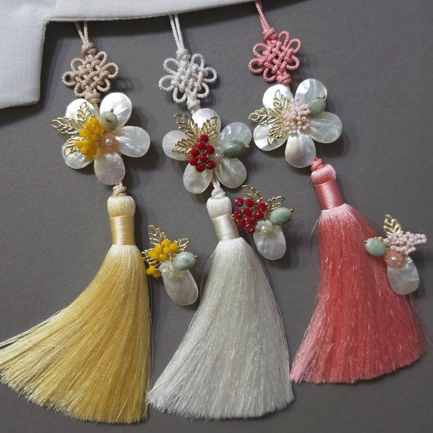 Mother of Pearl Floral Tassel Norigae - Native Korean