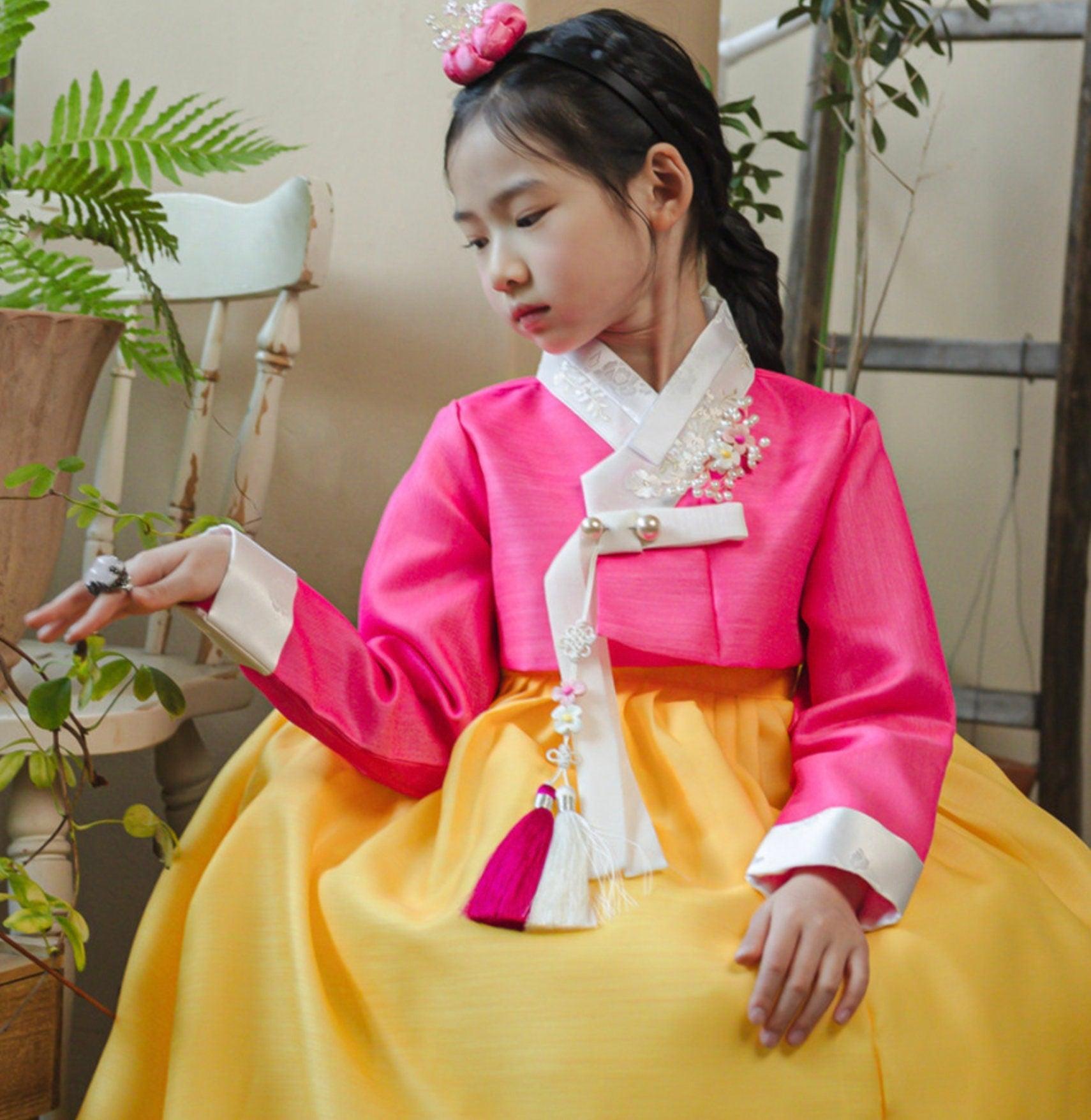 Najeong Pink Yellow Girl Hanbok (1-12YR) - Native Korean