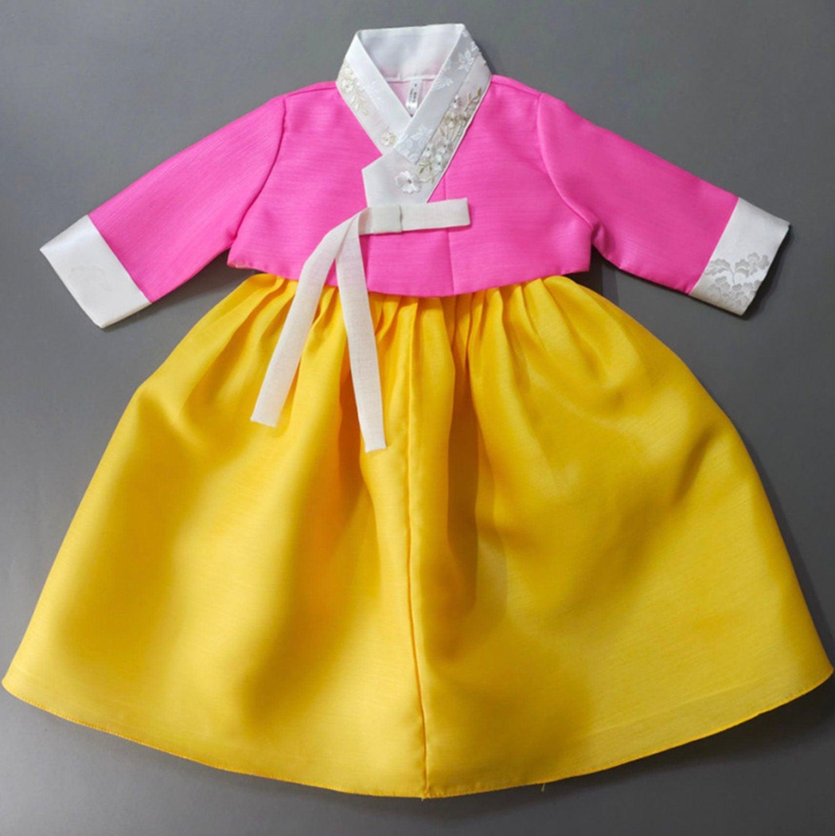 Najeong Pink Yellow Girl Hanbok (1-12YR) - Native Korean