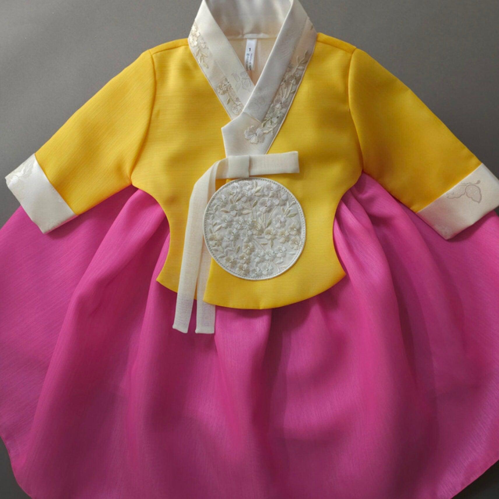 Najeong Yellow Pink Girl Hanbok (1-12YR) - Native Korean