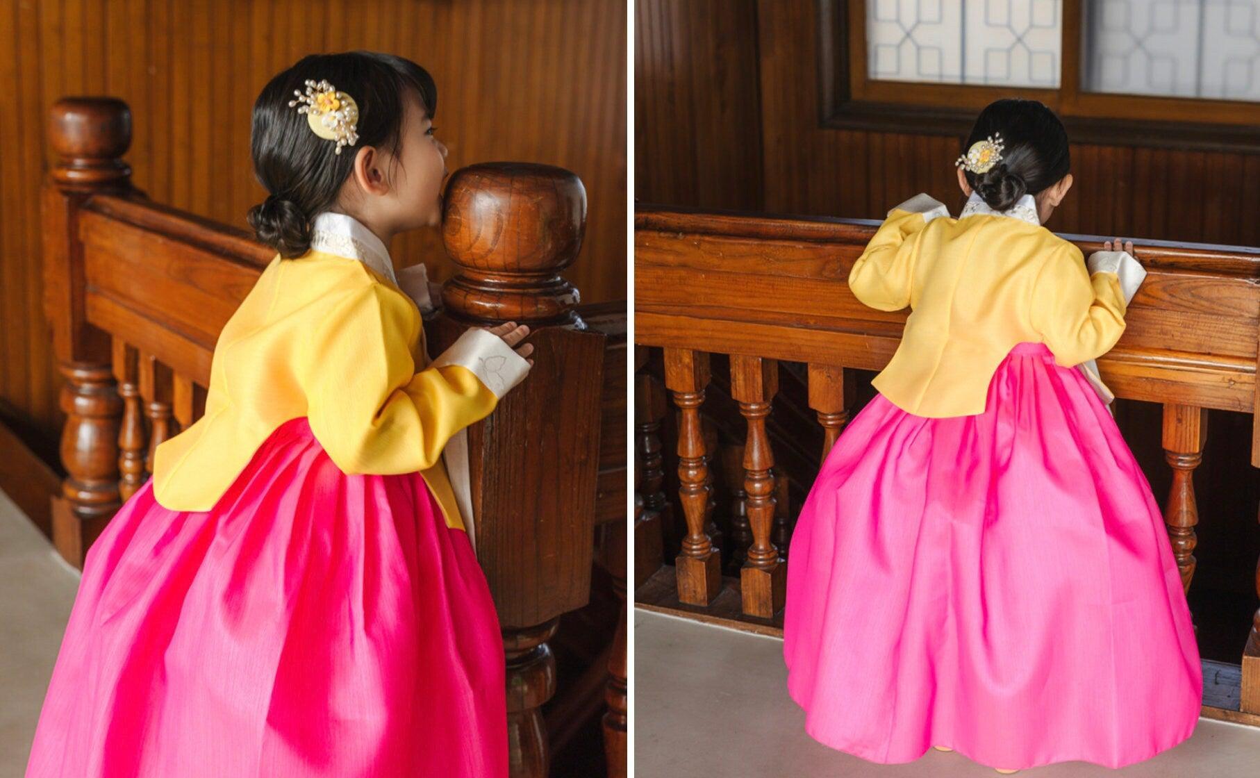 Najeong Yellow Pink Girl Hanbok (1-12YR) - Native Korean