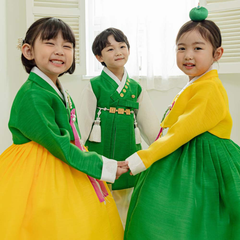 Taeri Green Yellow Girl Hanbok (1-8YR) - Native Korean